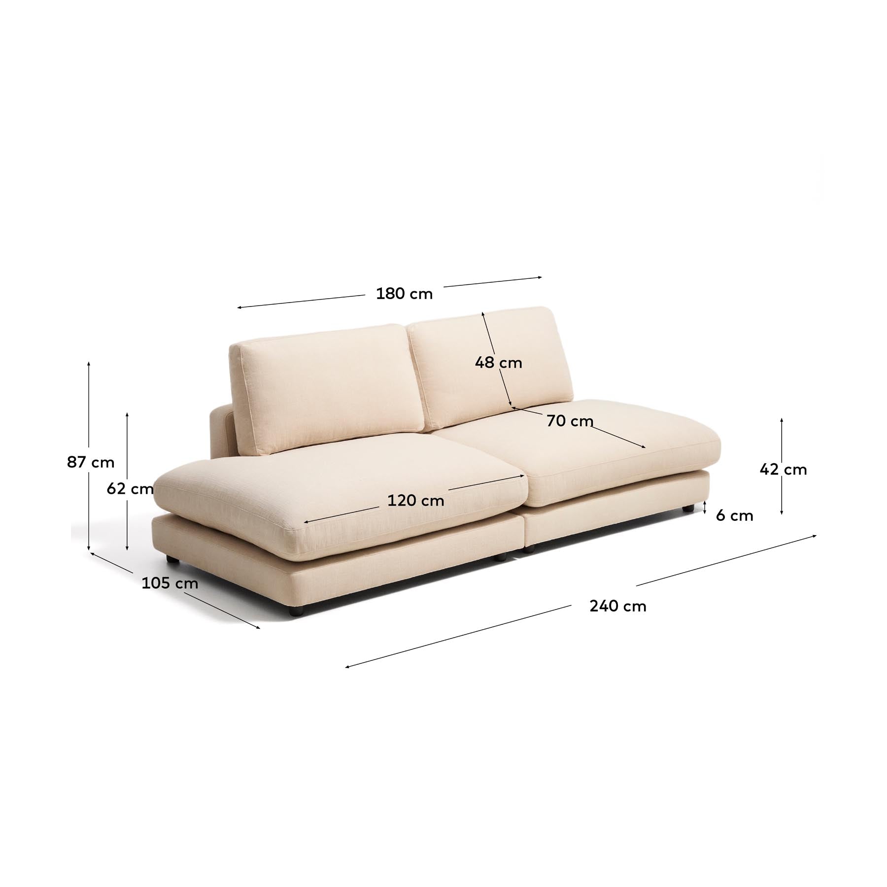 Modulares 3-Sitzer-Sofa Gala aus beigem Chenillegewebe, FSC Mix Credit, 240 cm in Beige präsentiert im Onlineshop von KAQTU Design AG. 3er Sofa ist von Kave Home
