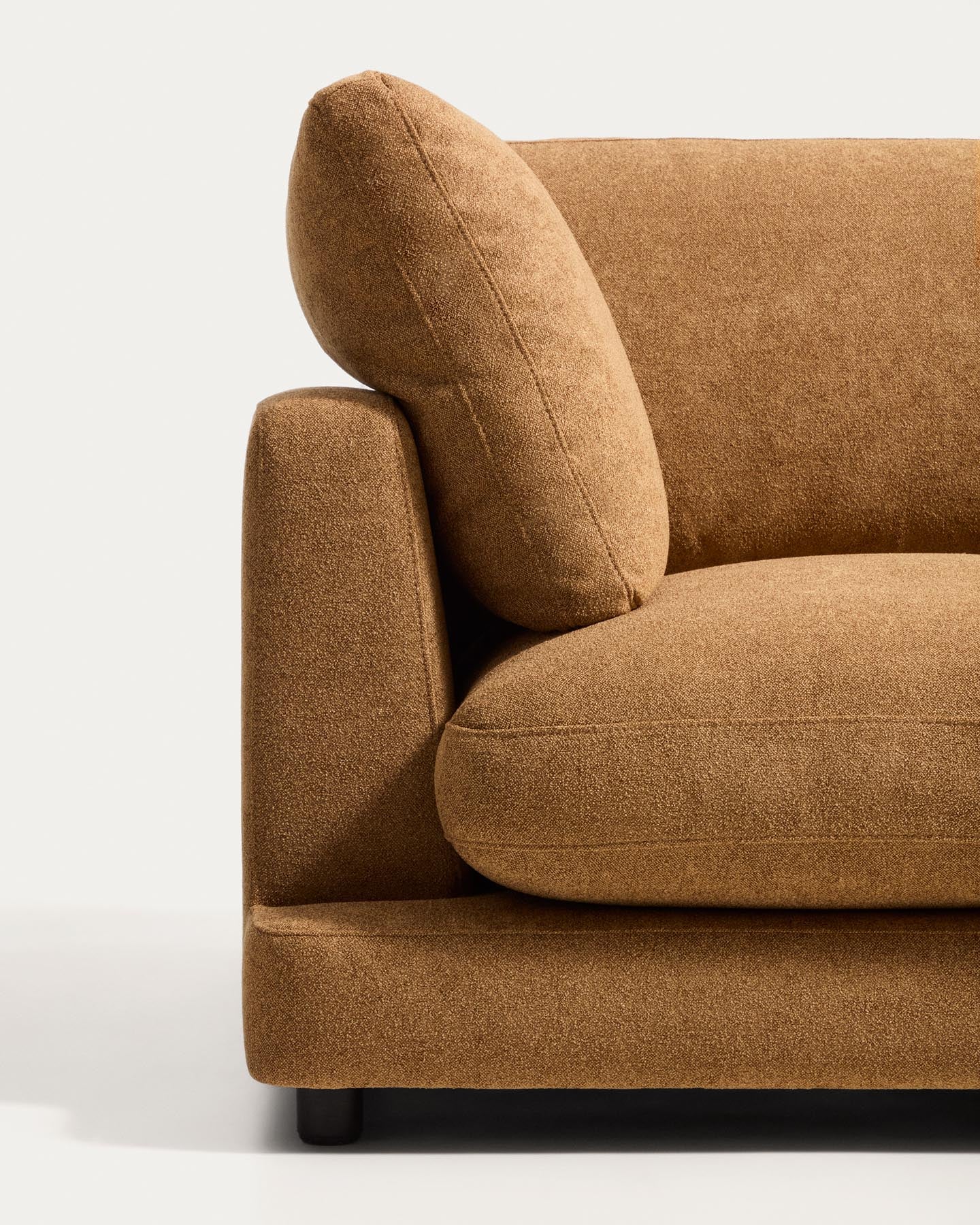 4-Sitzer-Modularsofa Gala mit Randmodul rechts aus senfgelbem Microbouclé, FSC Mix Credit, 315 cm in Senfgelb präsentiert im Onlineshop von KAQTU Design AG. 4er Sofa ist von Kave Home