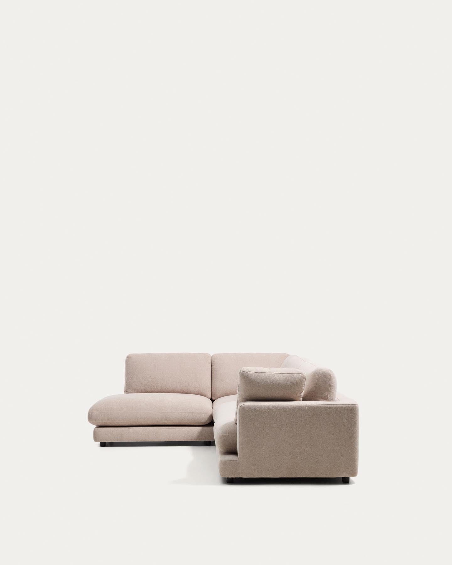 5-Sitzer-Ecksofa Gala mit Randmodul links aus beigem Microbouclé, FSC Mix Credit, 225 x 300 cm in Beige präsentiert im Onlineshop von KAQTU Design AG. L-Sofa links ist von Kave Home