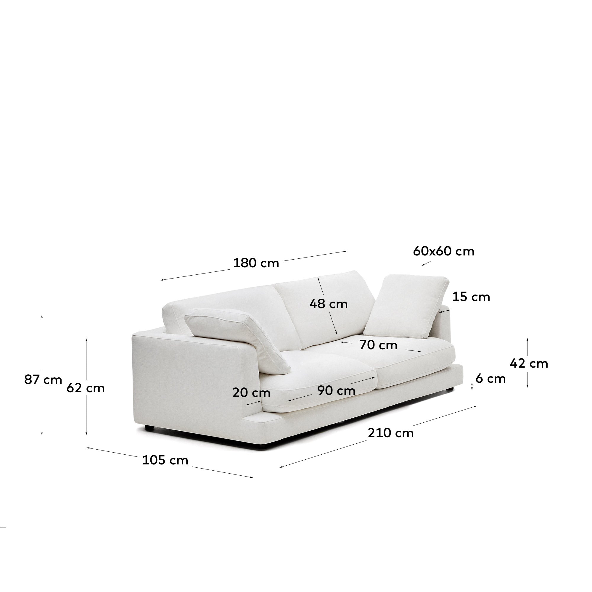 Entdecken Sie das Gala 3-Sitzer-Sofa in elegantem Weiss von Kave Home. Perfekt für Ihr Wohnzimmer, vereint es Stil, Komfort und Pflegeleichtigkeit.