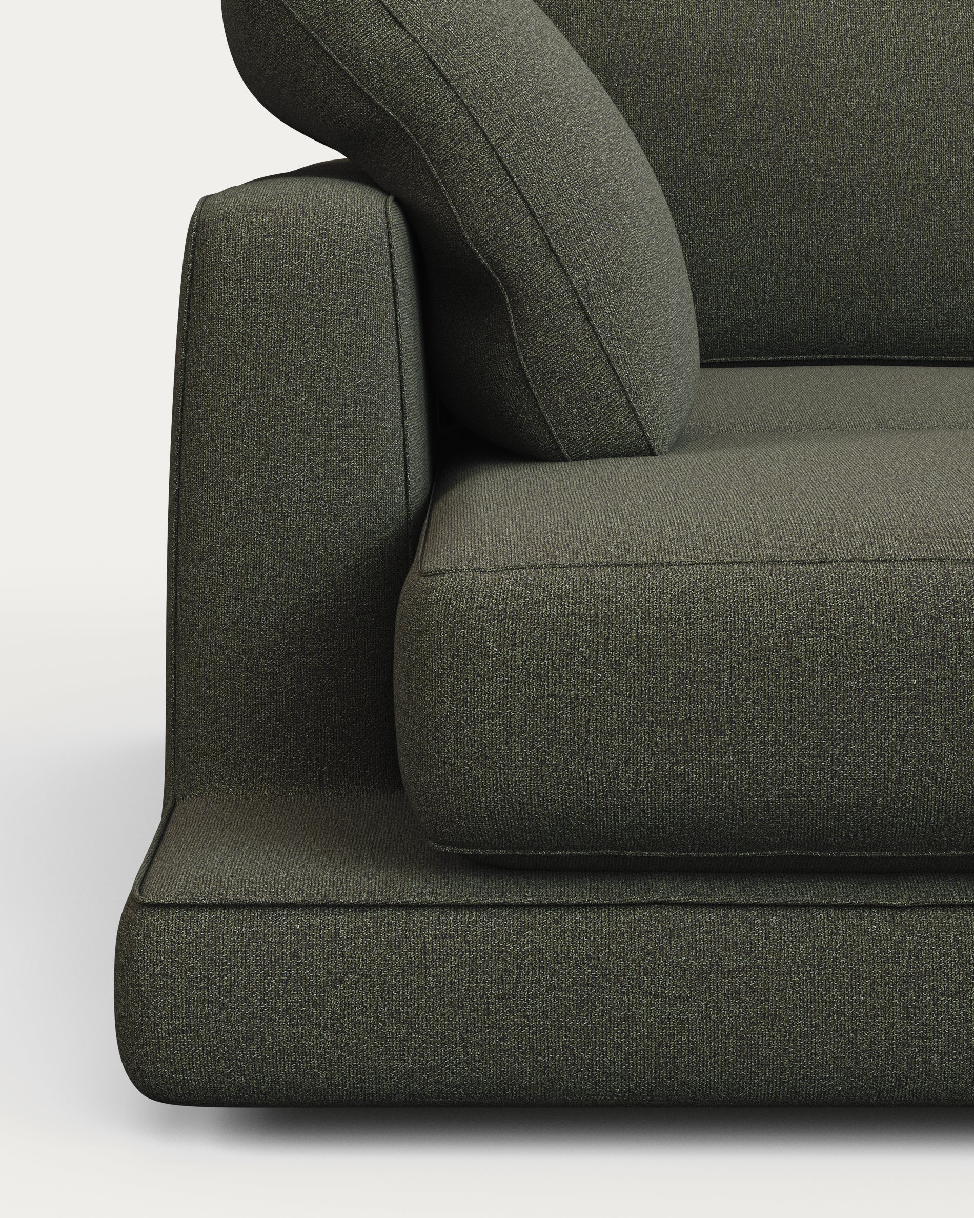 Gala 4-Sitzer-Sofa mit Chaiselongue links aus dunkelgrüner Chenille FSC Mix Credit 300 cm in Dunkelgrün präsentiert im Onlineshop von KAQTU Design AG. L-Sofa links ist von Kave Home