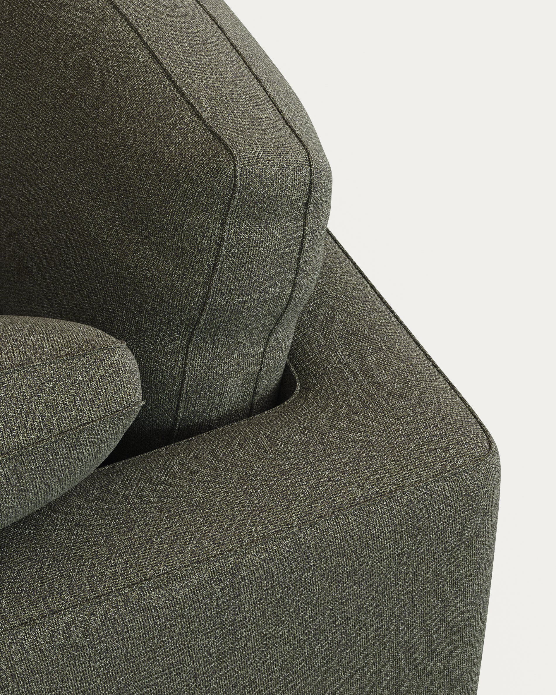 Gala 4-Sitzer-Sofa mit Chaiselongue links aus dunkelgrüner Chenille FSC Mix Credit 300 cm in Dunkelgrün präsentiert im Onlineshop von KAQTU Design AG. L-Sofa links ist von Kave Home