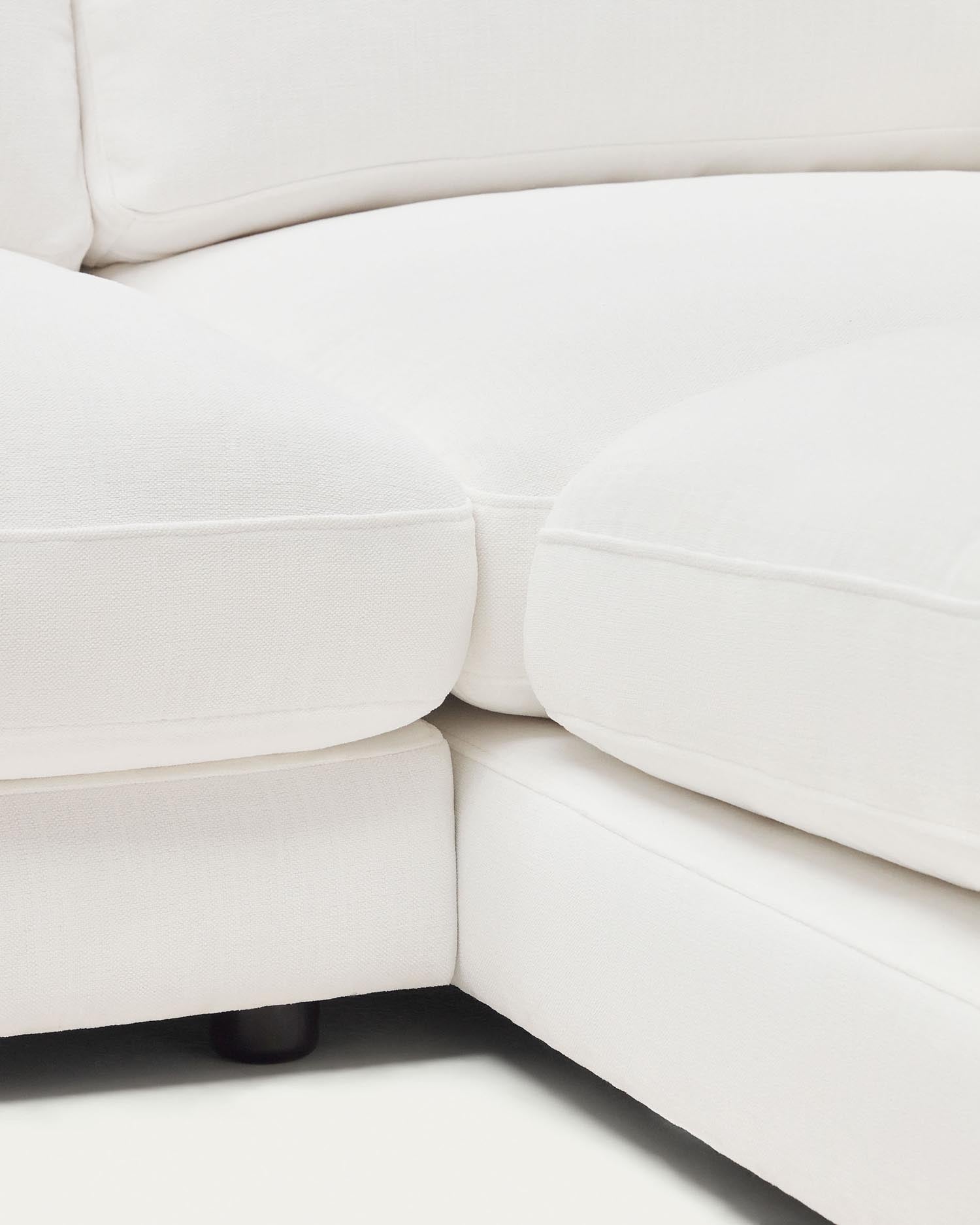 Erleben Sie das Gala 4-Sitzer-Sofa mit Chaiselongue rechts in strahlendem Weiss – der perfekte Mix aus Eleganz, Komfort und Funktionalität für Ihr Zuhause.