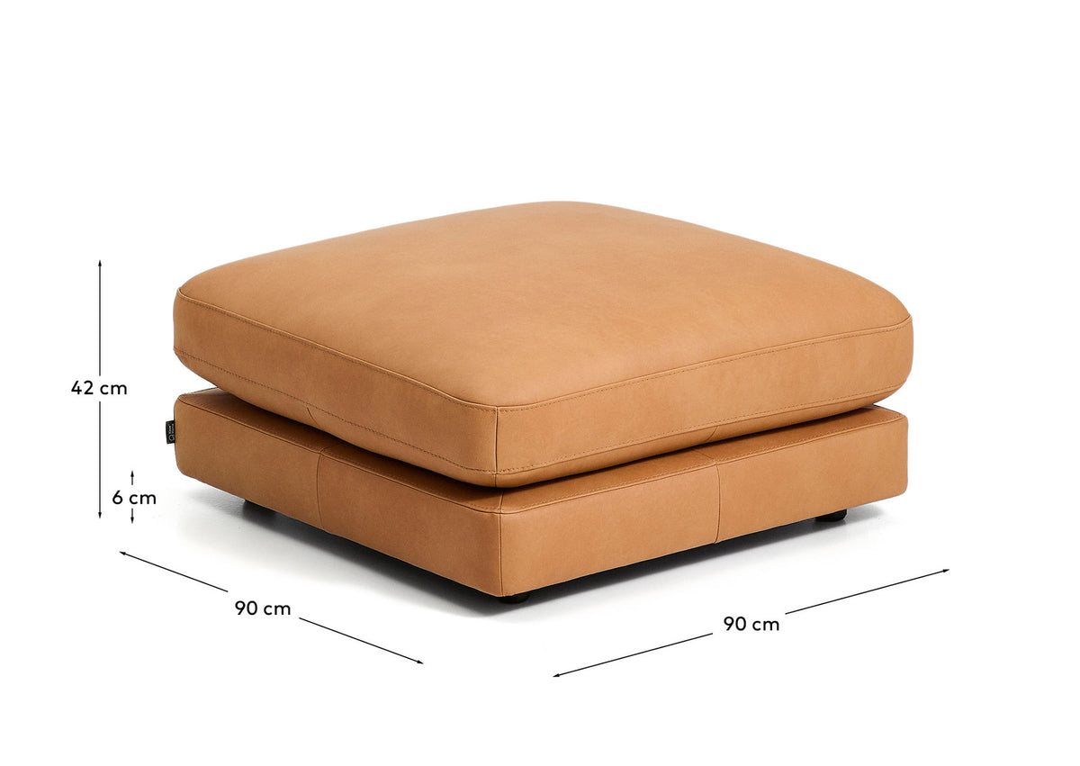 Fussablage Gala in braunem Leder, 90 x 90 cm in Braun präsentiert im Onlineshop von KAQTU Design AG. Pouf ist von Kave Home