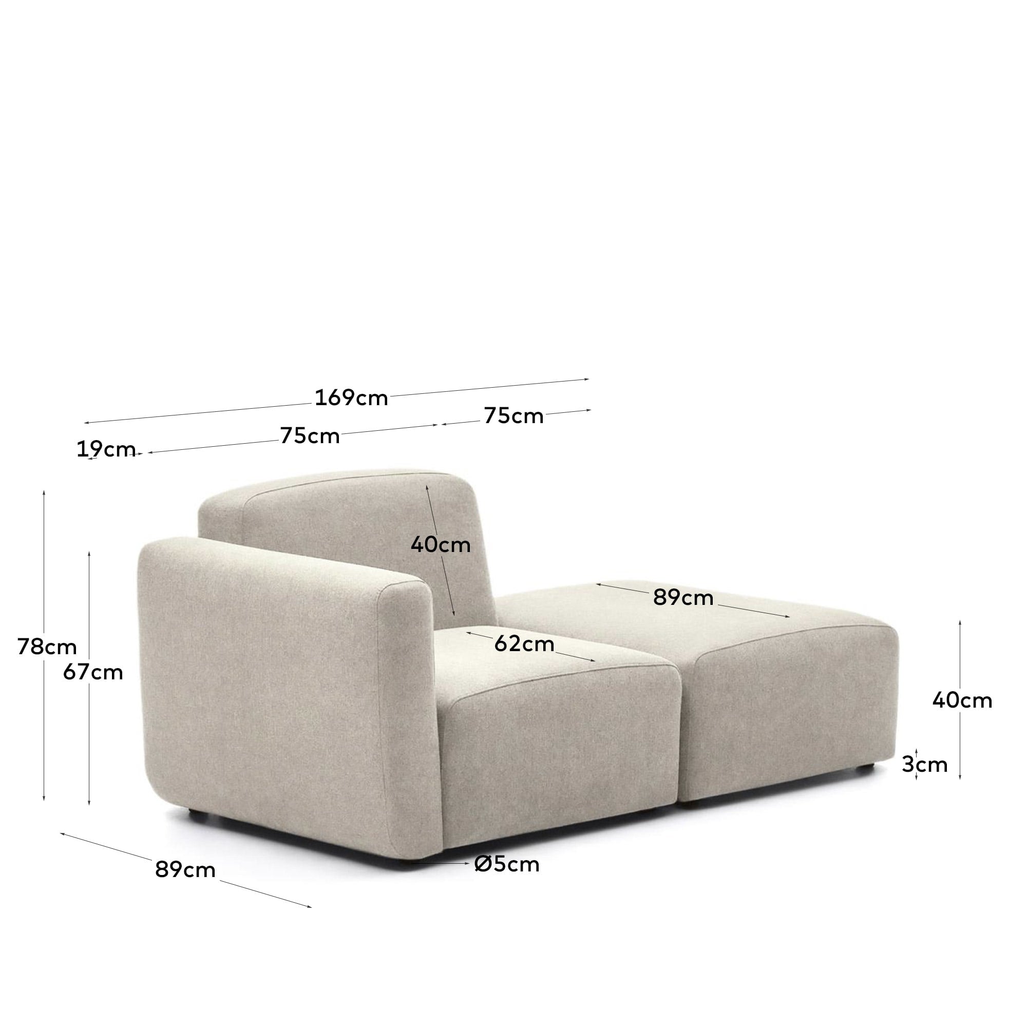 Neom 1-Sitzer-Sofa in Beige, 169 cm. Flexibles, modulares Design aus FSC-zertifiziertem Holz. Stilvoller Komfort für Ihr Zuhause.