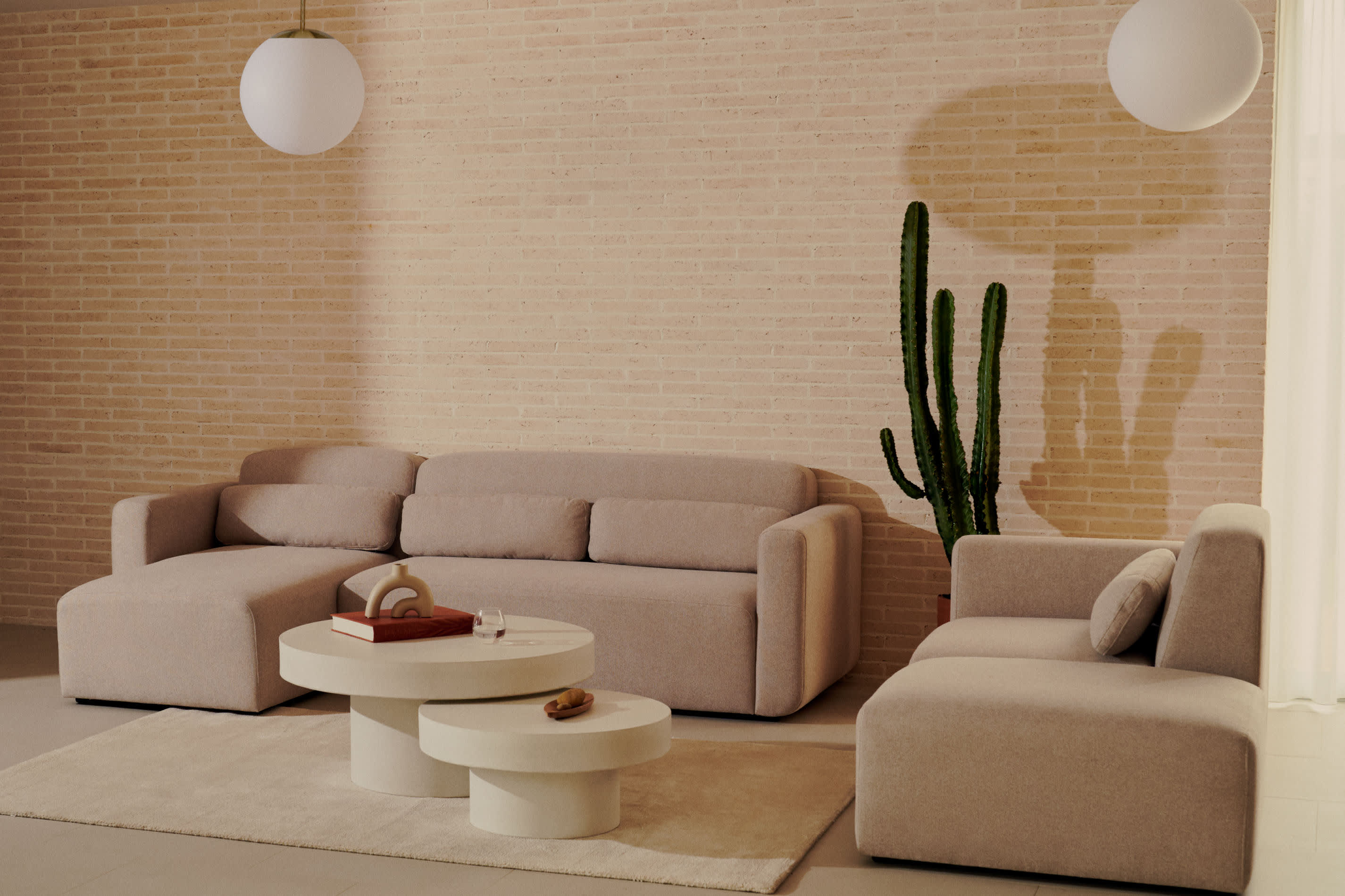 Neom 1-Sitzer-Sofa in Beige, 169 cm, FSC-zertifiziert, modernes modulares Design, flexibel kombinierbar, von Kave Home.