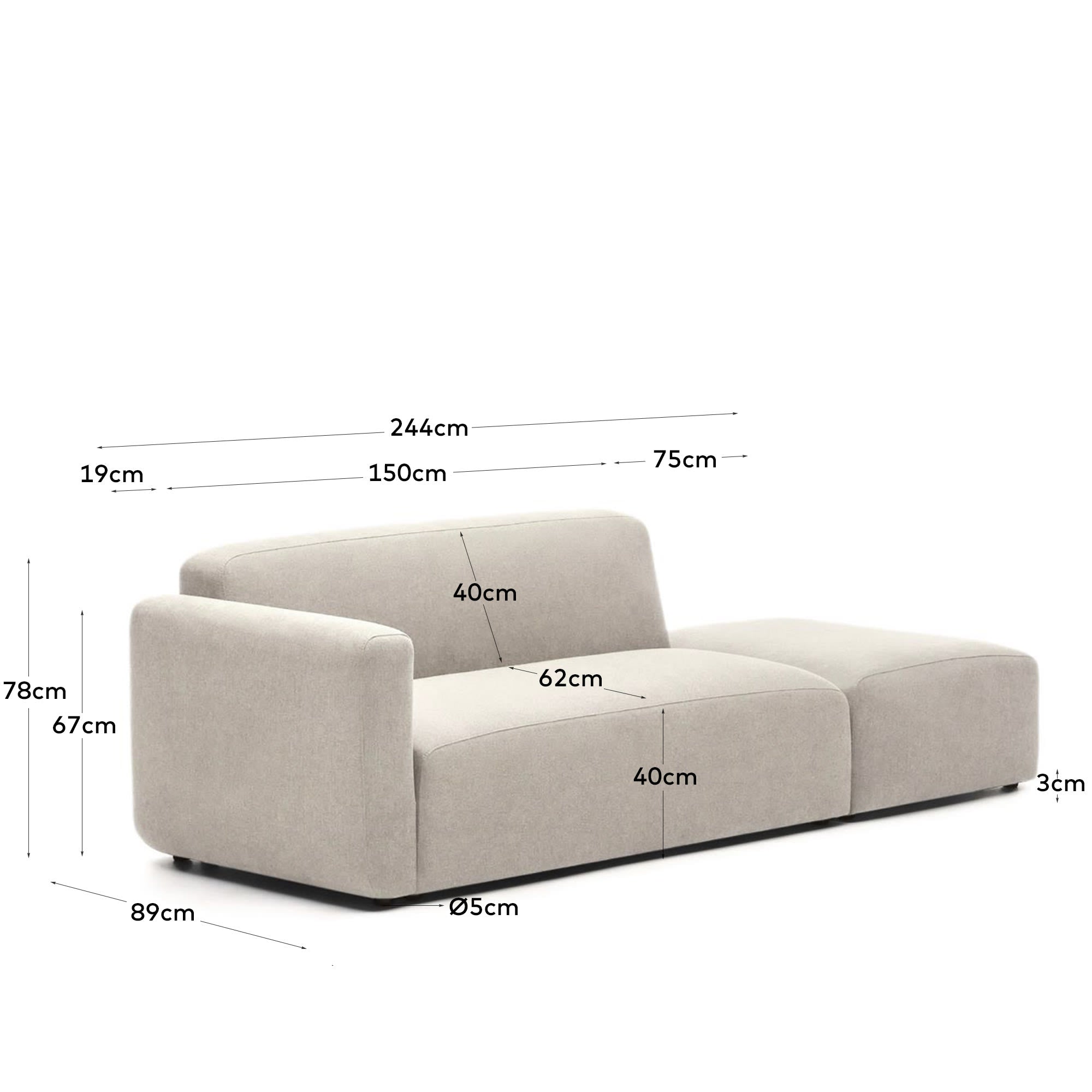 Das Neom 2-Sitzer-Sofa in Beige bietet stilvolle Flexibilität und Komfort. Hochwertige Verarbeitung und individuelles Design für jedes Zuhause.