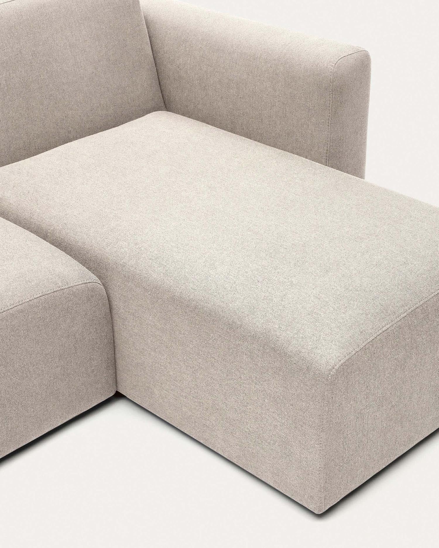 Modulares 3-Sitzer-Sofa Neom von Kave Home in Beige, 263 cm, mit flexibler Chaiselongue. Stilvoll, komfortabel und nachhaltig für Ihr Zuhause.