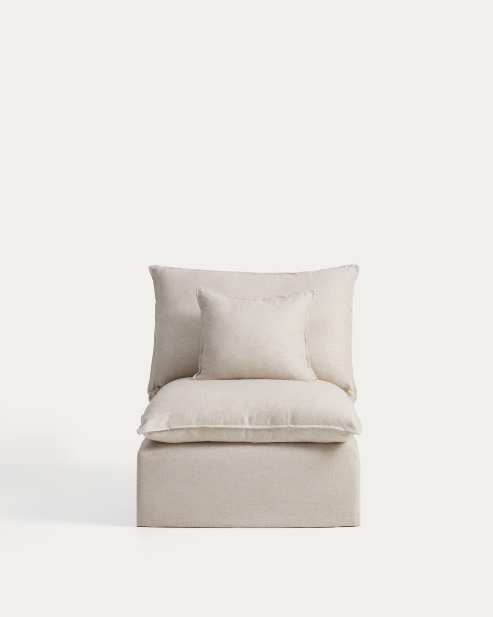 Sessel Anarela mit abnehmbarem Bezug aus Leinen und Viskose in Beige, 90 cm, FSC Mix Credit in Beige präsentiert im Onlineshop von KAQTU Design AG. Sessel ist von Kave Home