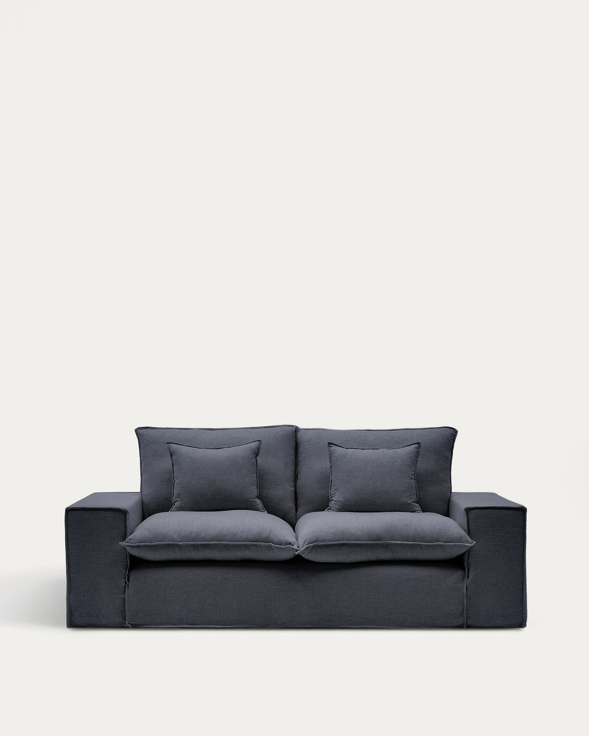 2-Sitzer-Sofa Anarela mit abnehmbarem Bezug aus Leinen und Viskose in Dunkelgrau, 240 cm, FSC Mix Credit in Dunkelgrau präsentiert im Onlineshop von KAQTU Design AG. 2er Sofa ist von Kave Home
