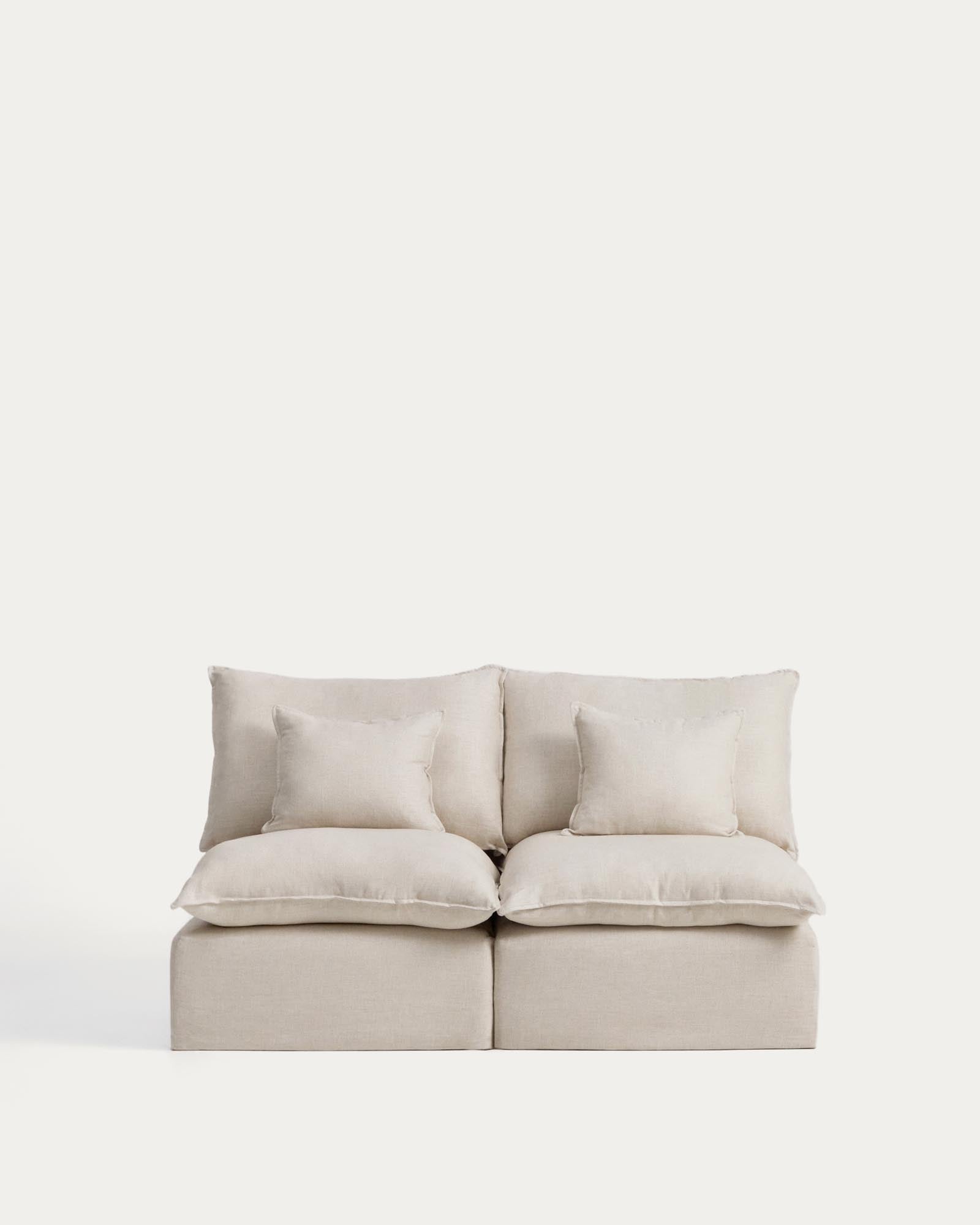 2-Sitzer-Modularsofa Anarela mit abnehmbarem Bezug aus Leinen und Viskose in Beige, 180 cm, FSC Mix Credit in Beige präsentiert im Onlineshop von KAQTU Design AG. 2er Sofa ist von Kave Home