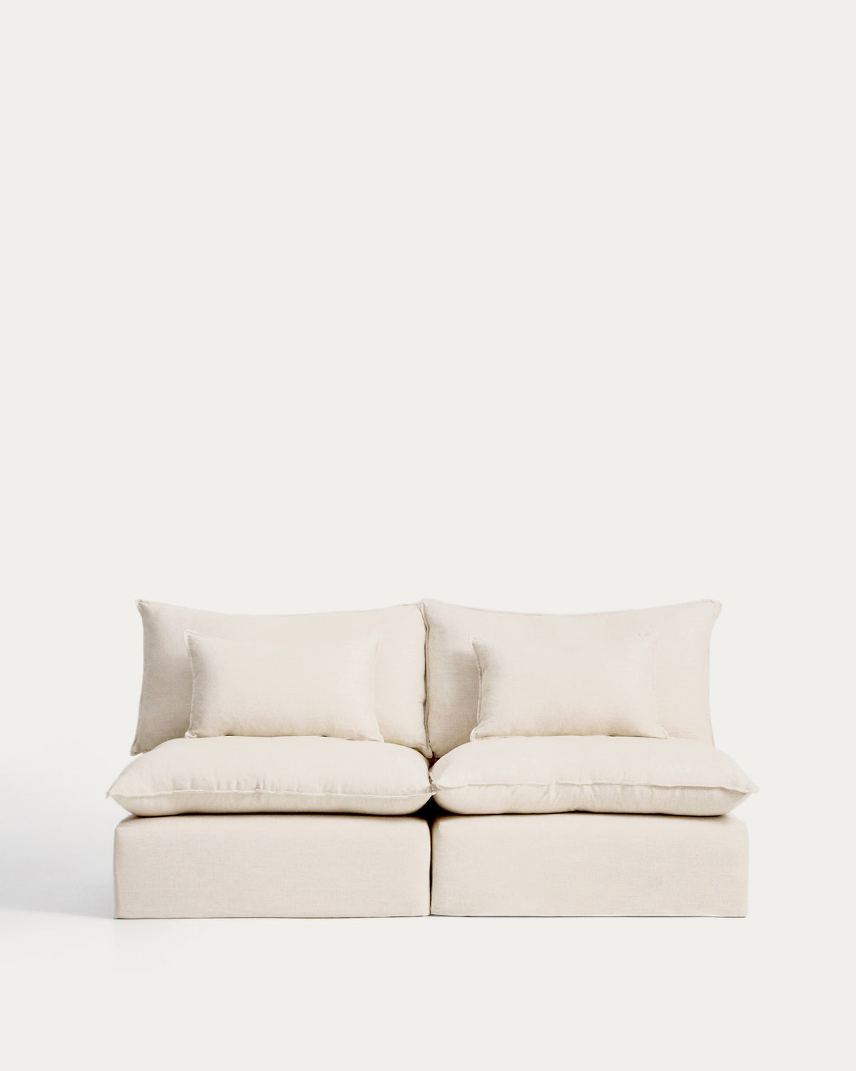 3-Sitzer-Modularsofa Anarela mit abnehmbarem Bezug aus Leinen und Viskose in Beige, 220 cm, FSC Mix Credit in Beige präsentiert im Onlineshop von KAQTU Design AG. 3er Sofa ist von Kave Home