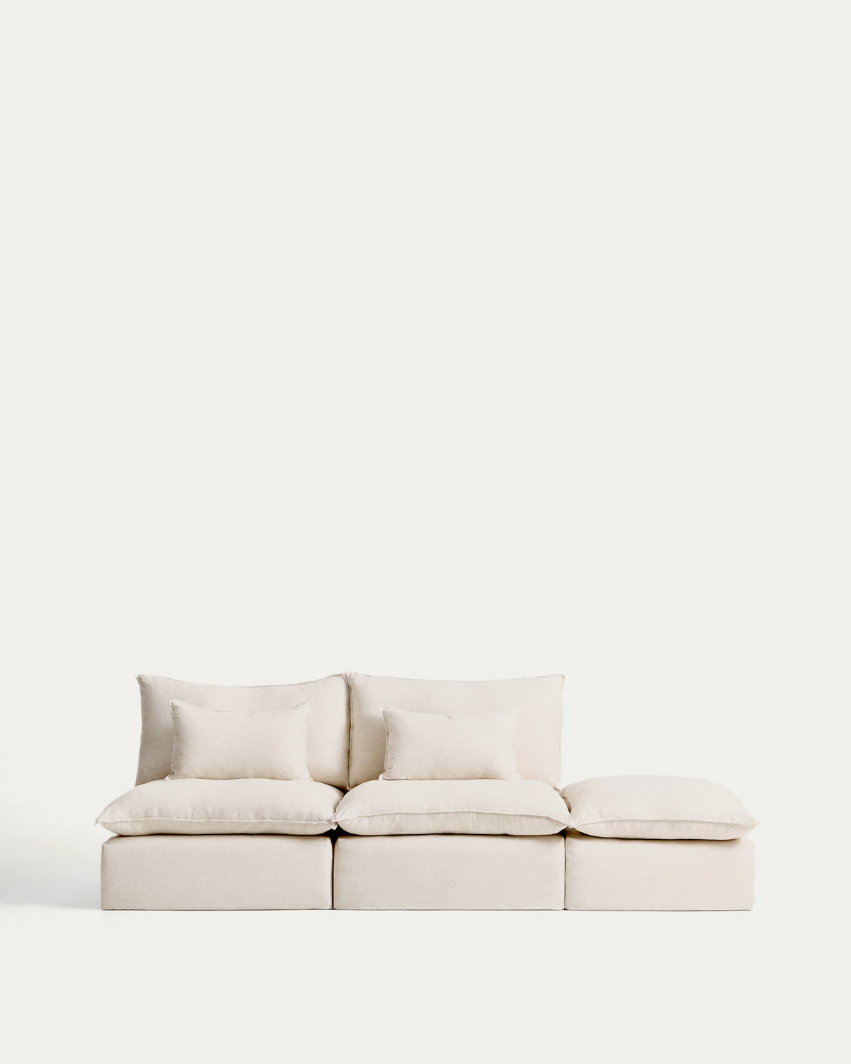 3-Sitzer-Modularsofa Anarela mit abnehmbarem Bezug und Randmodul aus Leinen und Viskose in Beige, 310 cm, FSC Mix Credit in Beige präsentiert im Onlineshop von KAQTU Design AG. 3er Sofa ist von Kave Home