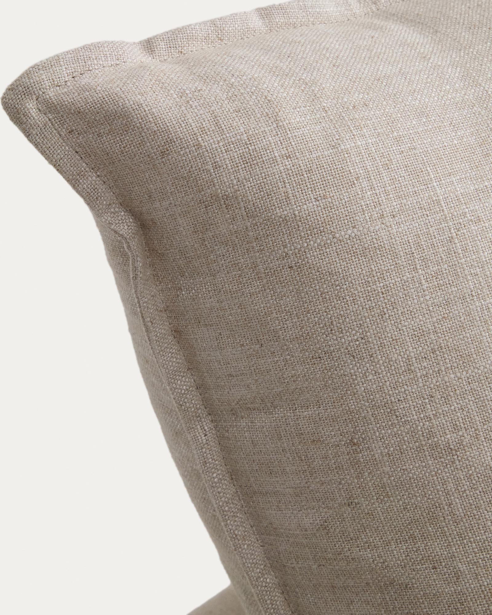 Elegantes 3-Sitzer-Modularsofa Anarela in Beige, 310 cm, aus hochwertigem Leinen und Viskose, mit praktischem abnehmbarem Bezug und modernem Randmodul.