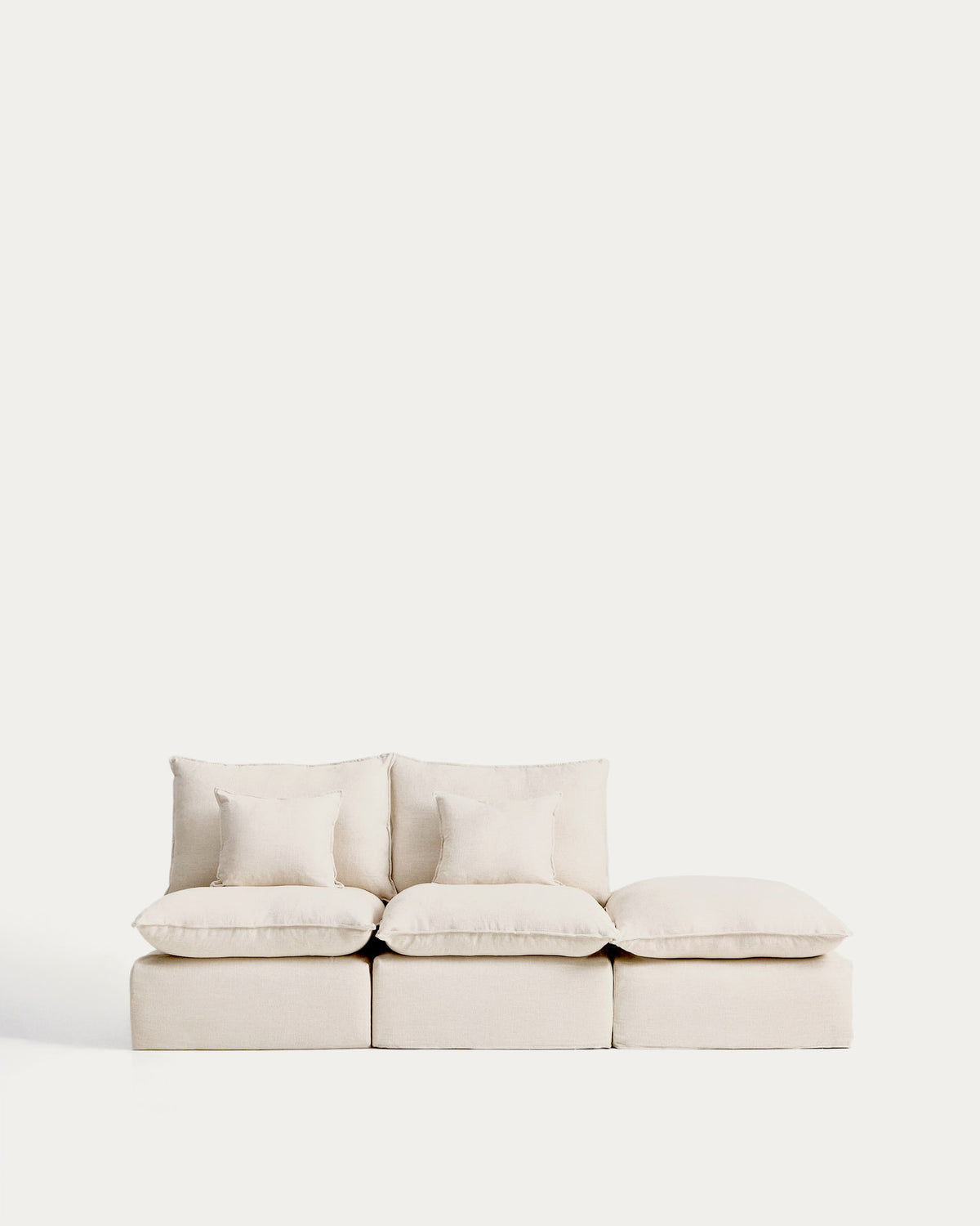 2-Sitzer-Modularsofa Anarela mit abnehmbarem Bezug und Randmodul aus Leinen und Viskose in Beige, 270 cm, FSC Mix Credit in Beige präsentiert im Onlineshop von KAQTU Design AG. 2er Sofa ist von Kave Home