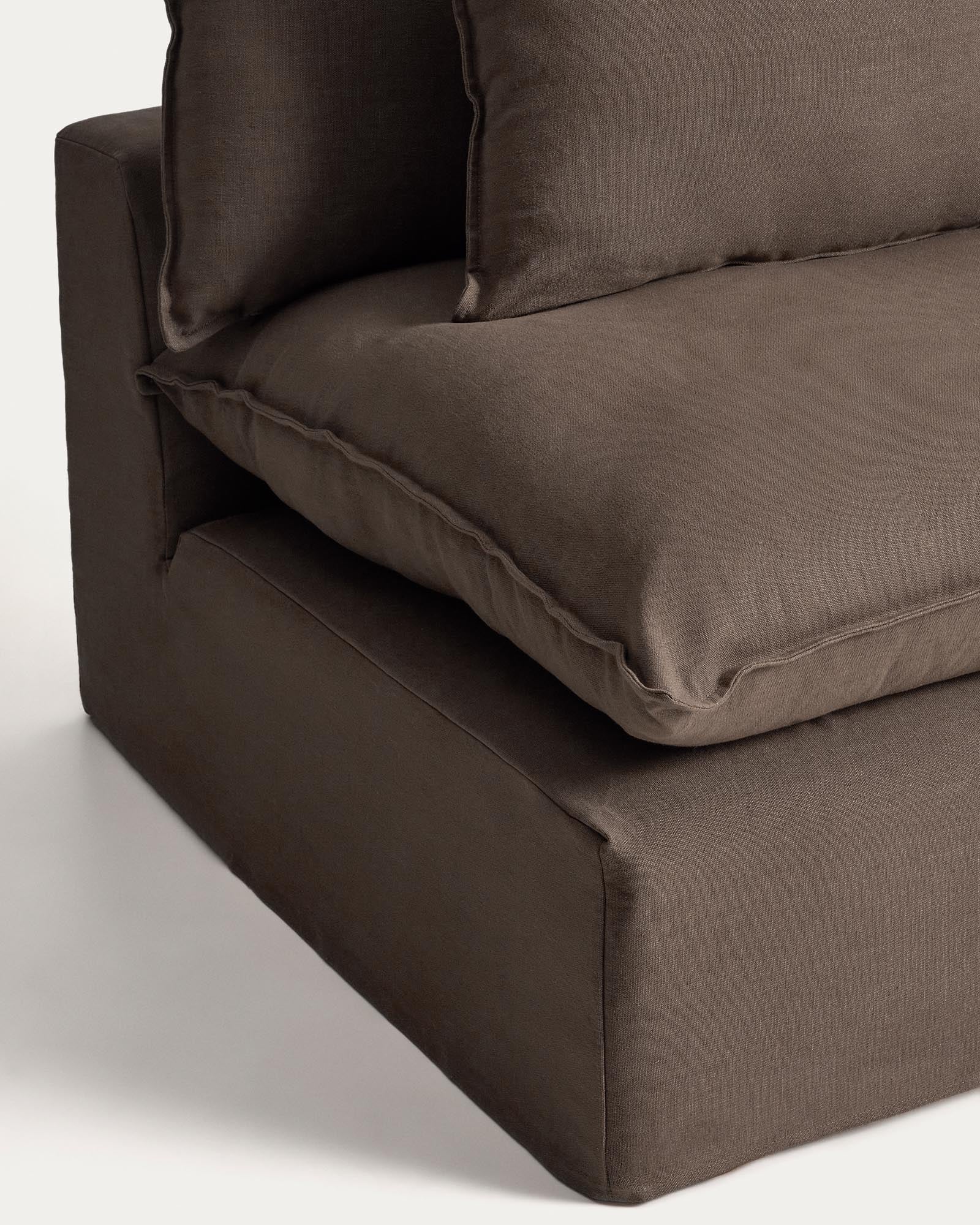 Elegantes modulares Ecksofa für 6 Personen in Taupe, mit abnehmbarem Leinenbezug, ideal für stilvolle Wohnräume.