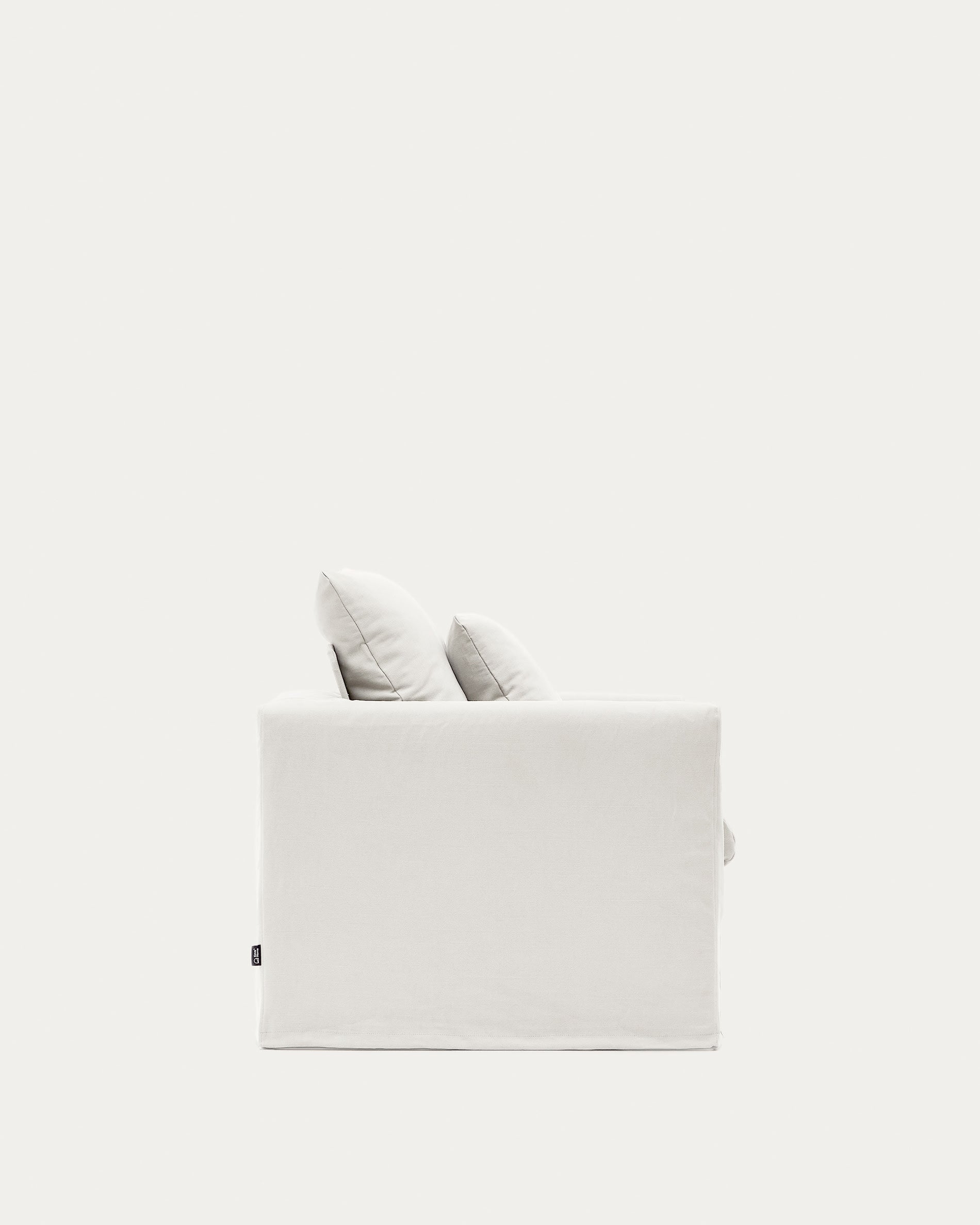 Nora Sessel, 92 cm, naturfarben, mit abziehbarem Leinen-Baumwoll-Kissenbezug, stilvoll und bequem, von Kave Home.