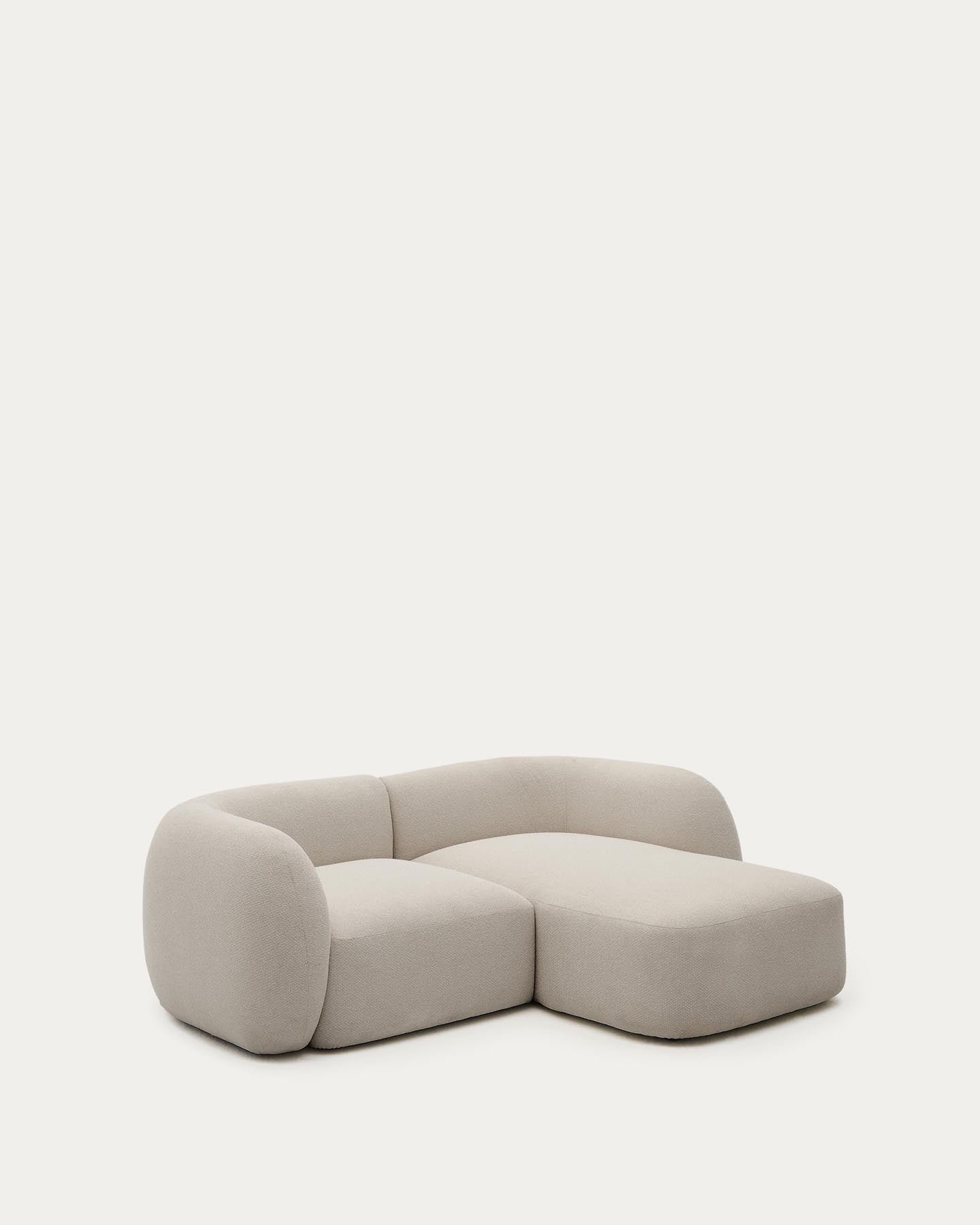 Schwer entflammbares 2-Sitzer-Modularsofa Martina mit Chenille und Chaiselongue rechts in Steinton 230 cm in Steinfarben präsentiert im Onlineshop von KAQTU Design AG. L-Sofa rechts ist von Kave Home