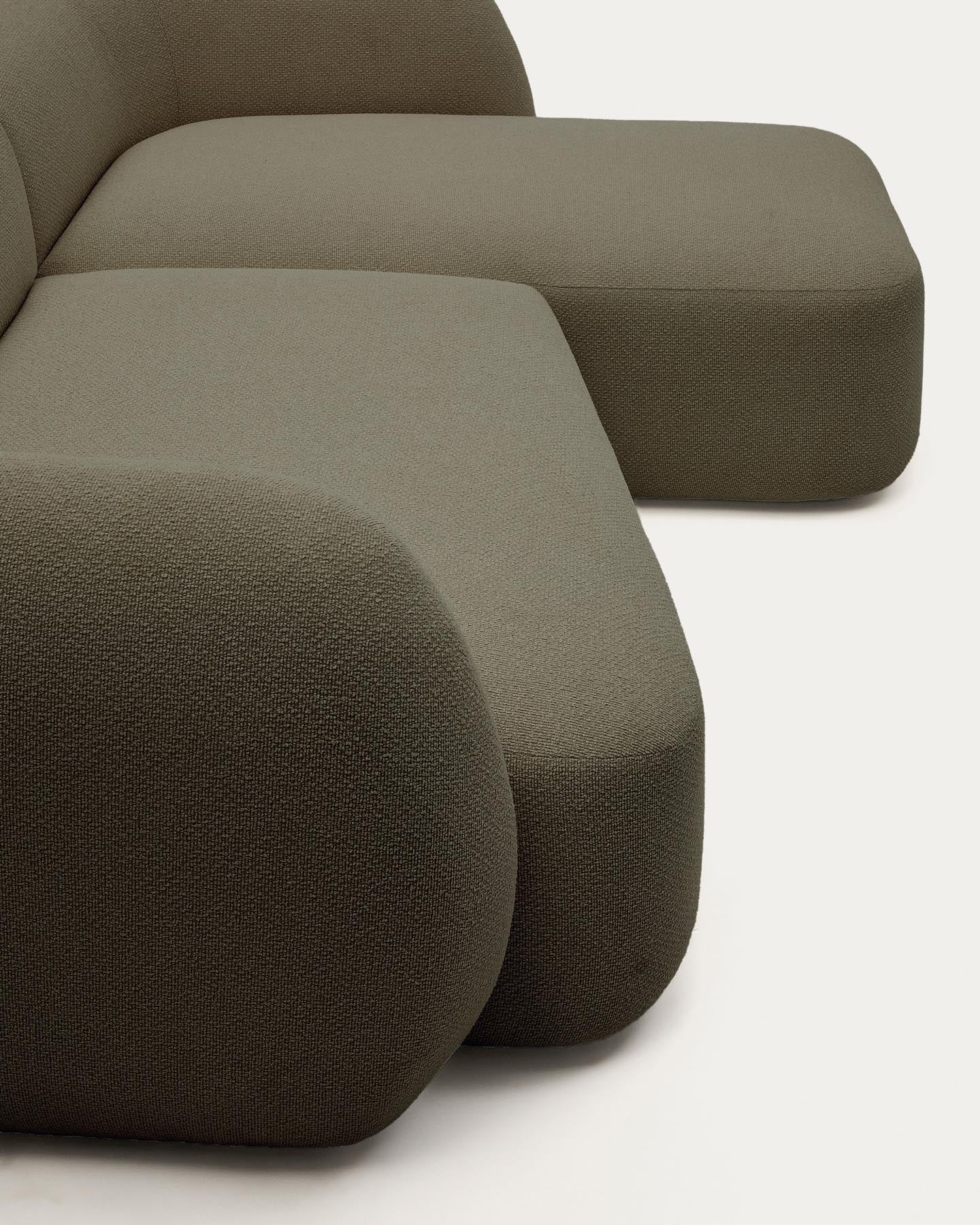 3-Sitzer-Modularsofa Martina mit Chenille und Chaiselongue rechts in Grün 287 cm in Grün präsentiert im Onlineshop von KAQTU Design AG. L-Sofa rechts ist von Kave Home