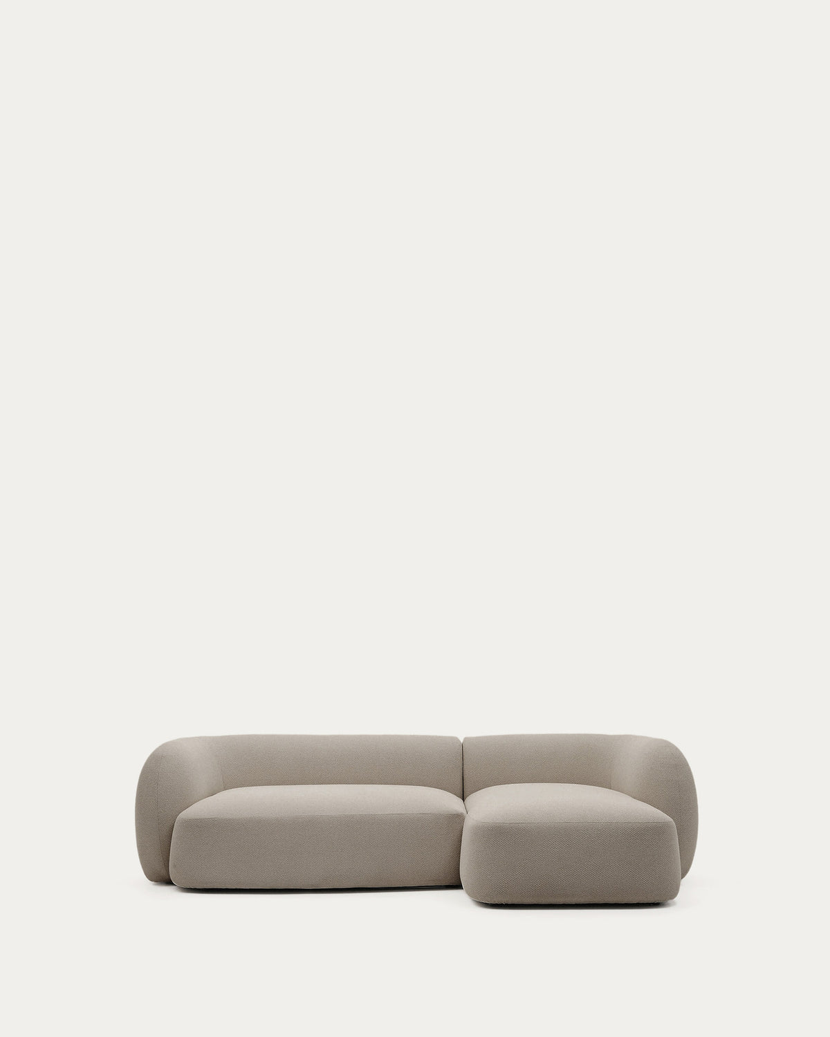 Schwer entflammbares 3-Sitzer-Modularsofa Martina mit Chenille und Chaiselongue rechts in Steinton 287 cm in Steinfarben präsentiert im Onlineshop von KAQTU Design AG. L-Sofa rechts ist von Kave Home