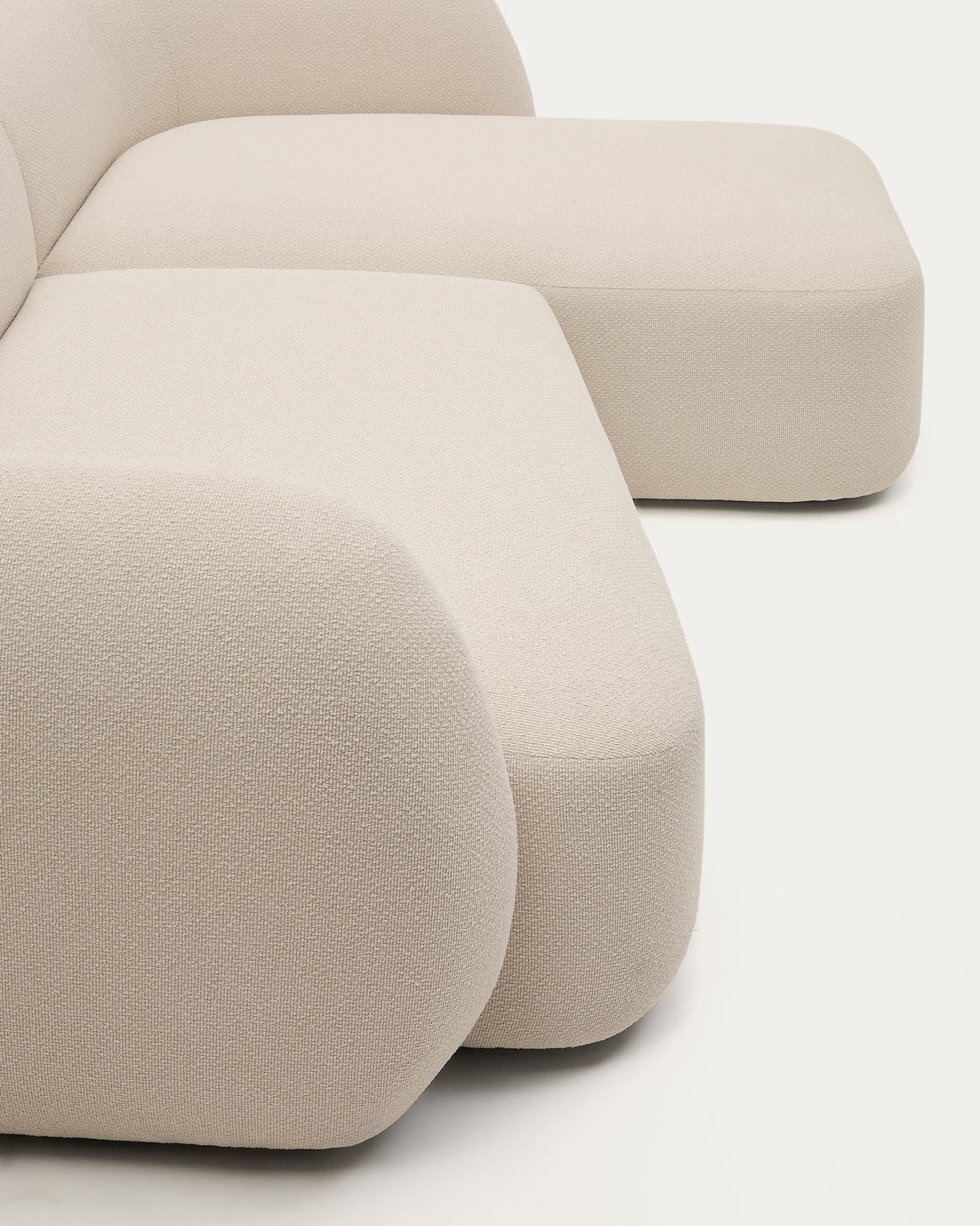 Schwer entflammbares 3-Sitzer-Modularsofa Martina mit Chenille und Chaiselongue rechts in Ecru 287 cm in Ecru präsentiert im Onlineshop von KAQTU Design AG. L-Sofa rechts ist von Kave Home