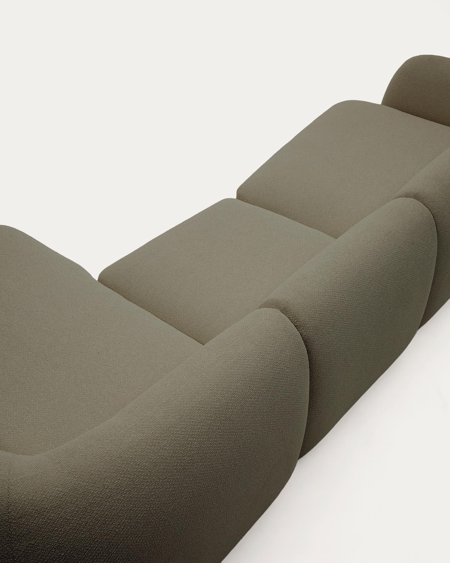 Schwer entflammbares 4-Sitzer-Modularsofa Martina mit Chenille und Chaiselongue rechts in Grün 377 cm in Grün präsentiert im Onlineshop von KAQTU Design AG. L-Sofa rechts ist von Kave Home
