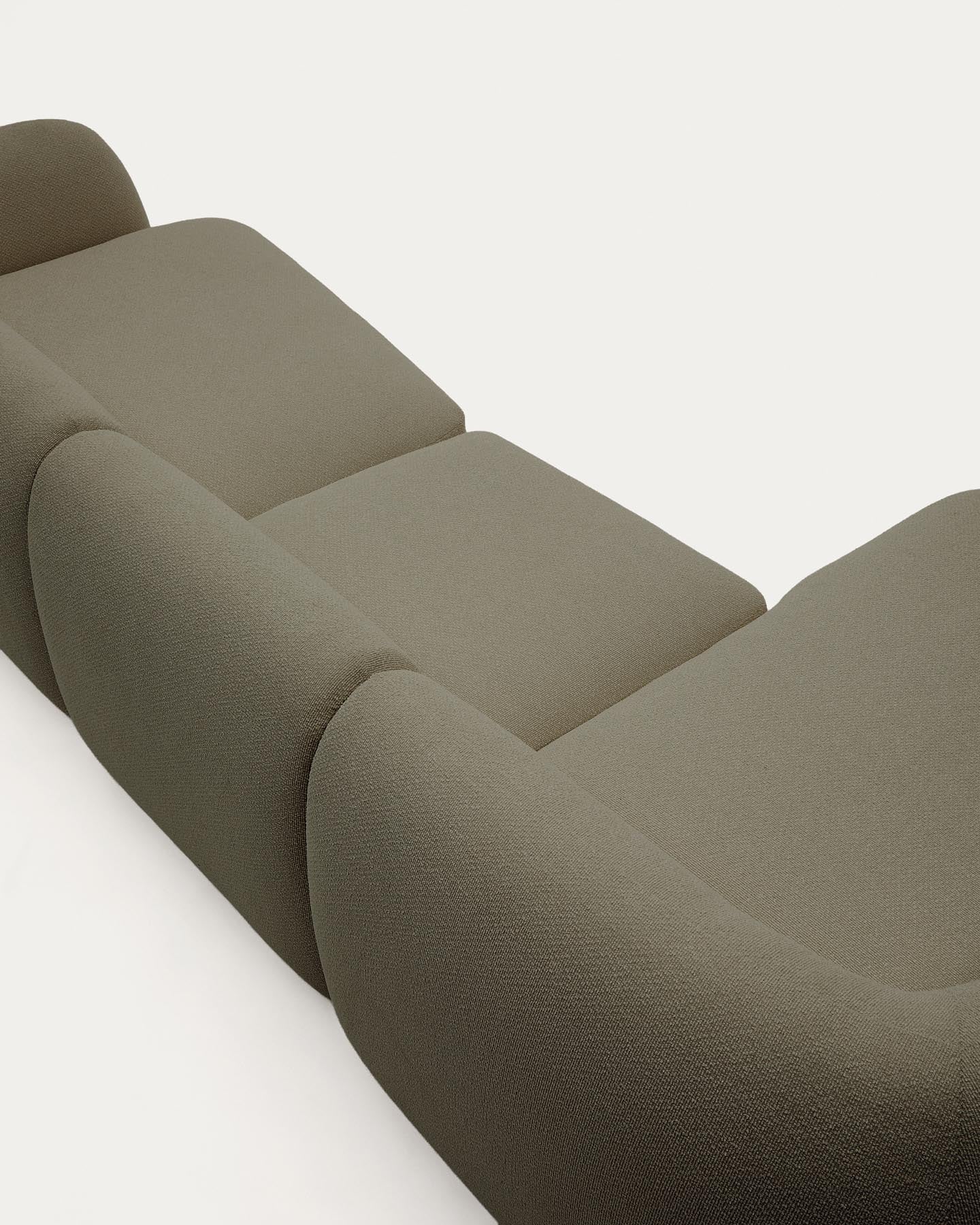 Schwer entflammbares 4-Sitzer-Modularsofa Martina mit Chenille und Chaiselongue links in Grün 377 cm in Grün präsentiert im Onlineshop von KAQTU Design AG. L-Sofa links ist von Kave Home