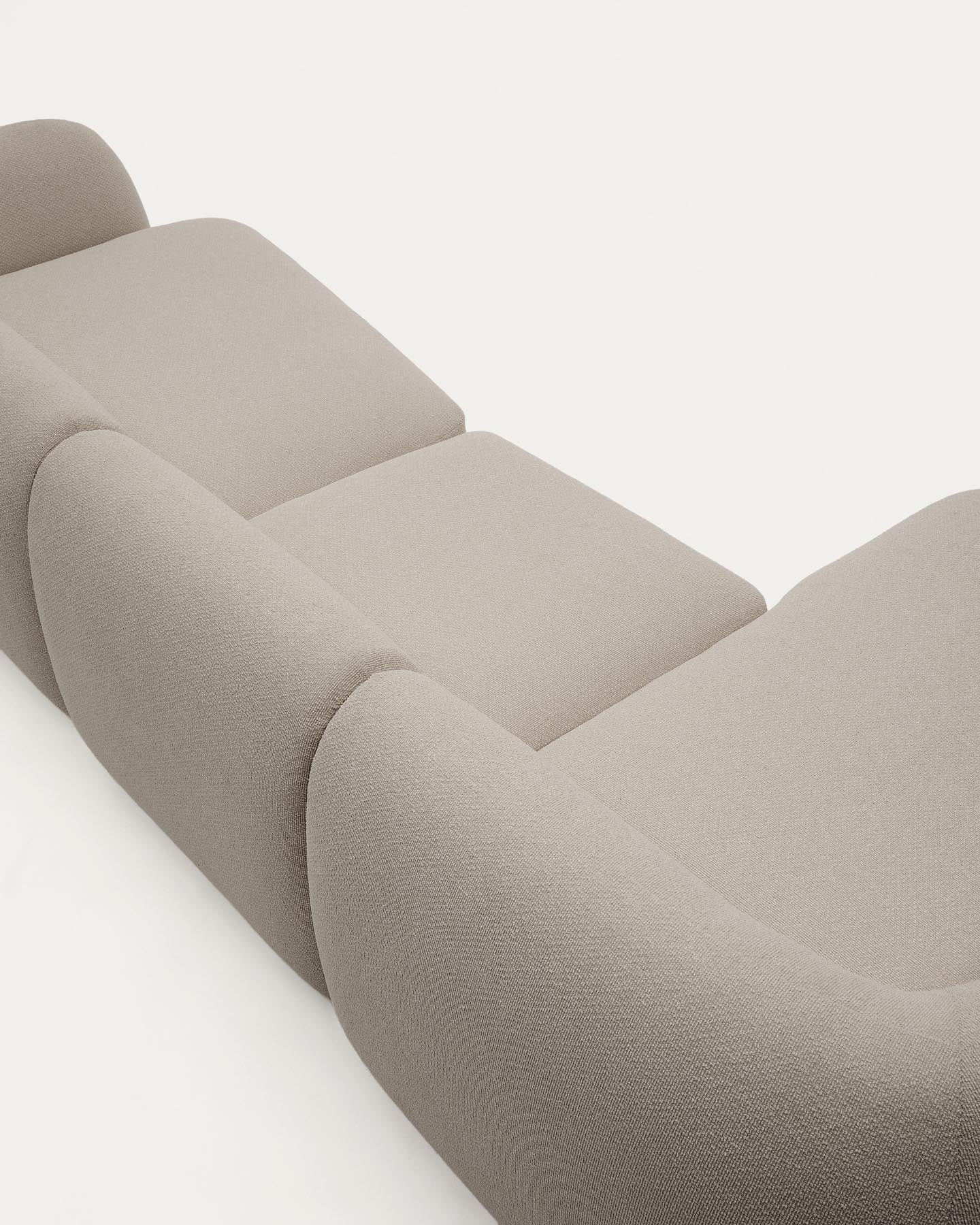 Schwer entflammbares 4-Sitzer-Modularsofa Martina mit Chenille und Chaiselongue links in Steinton 377 cm in Steinfarben präsentiert im Onlineshop von KAQTU Design AG. L-Sofa links ist von Kave Home