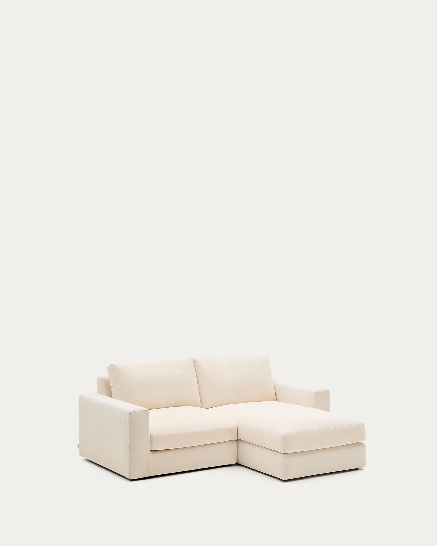 Erleben Sie das modulare Sofa Alea für 3 Personen mit Chaiselongue rechts in Ecru. Hochwertige Materialien, abnehmbarer Bezug und modernes Design für jeden Wohnstil.