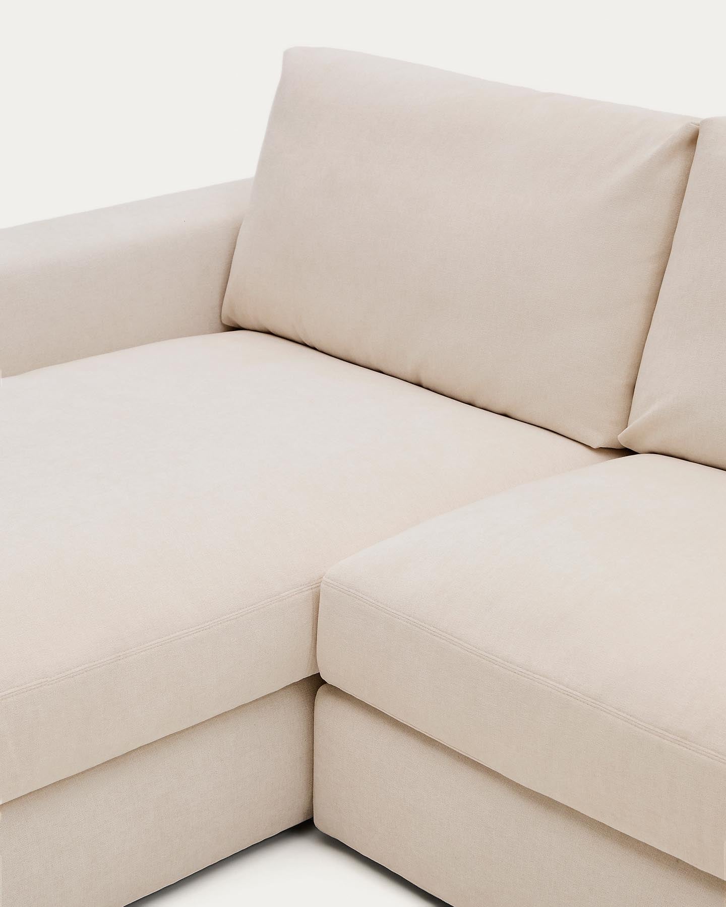 Modulares Sofa Alea für 3 Personen mit abnehmbarem Bezug aus Chenille mit Chaiselongue links in Beige, 220 cm in Beige präsentiert im Onlineshop von KAQTU Design AG. 3er Sofa ist von Kave Home