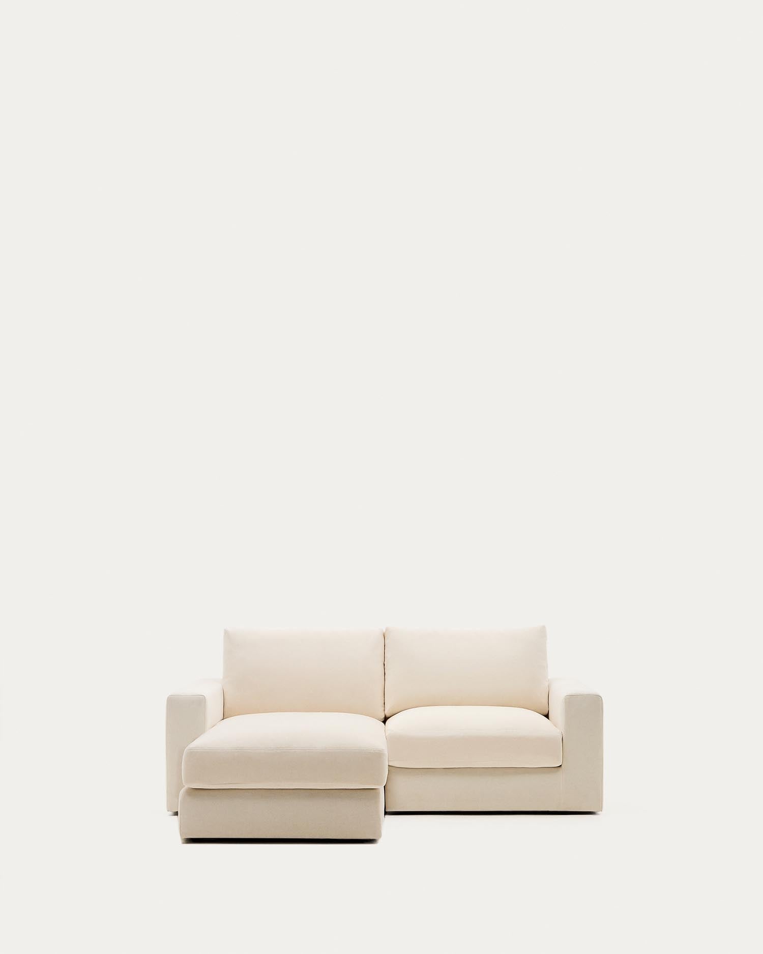 Modulares Sofa Alea für 3 Personen mit abnehmbarem Bezug aus Chenille mit Chaiselongue links in Ecru, 220 cm in Ecru präsentiert im Onlineshop von KAQTU Design AG. 3er Sofa ist von Kave Home