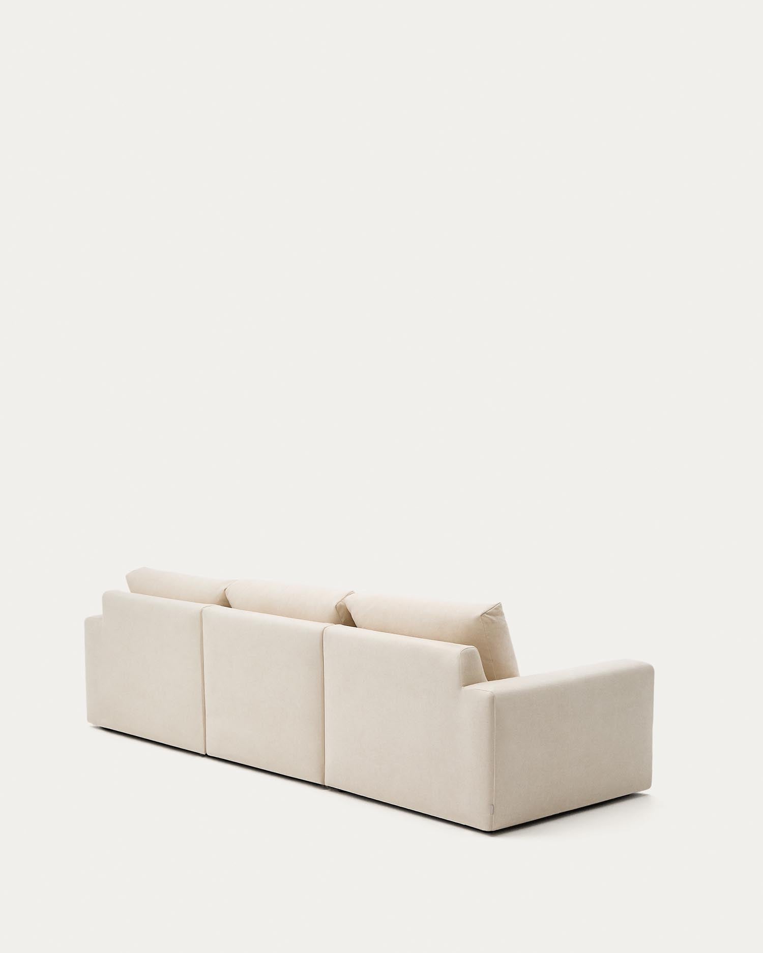 Erleben Sie das modulare Sofa Alea für 4 Personen: Stilvolles Design, abnehmbarer Chenillebezug und optimaler Komfort für Ihr Wohnzimmer.