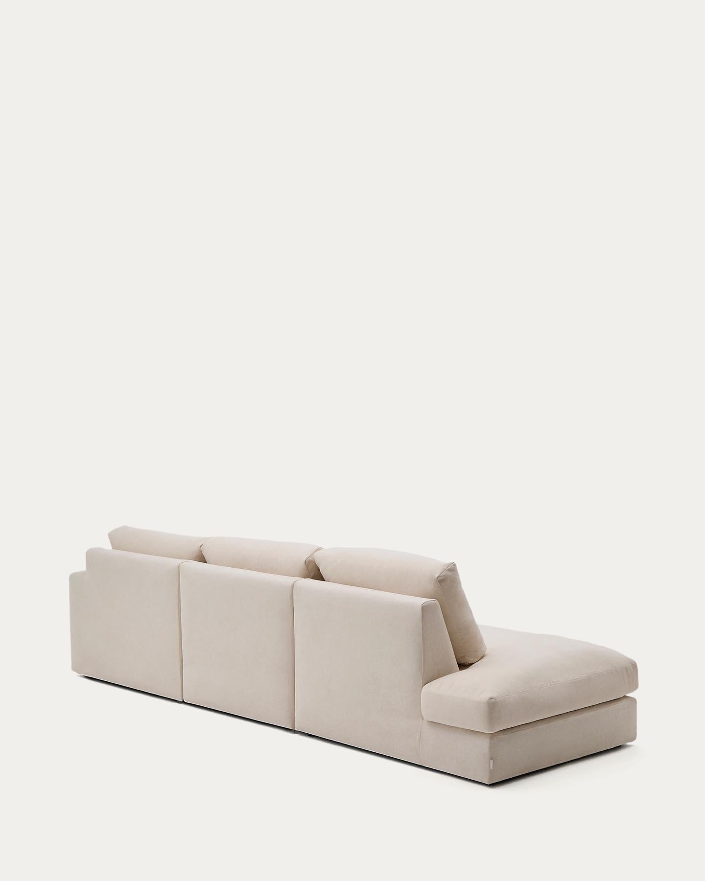 Modulares Sofa Alea für 5 Personen mit abnehmbarem Bezug aus Chenille mit Chaiselongue rechts in Beige, 340 cm in Beige präsentiert im Onlineshop von KAQTU Design AG. 3er Sofa ist von Kave Home