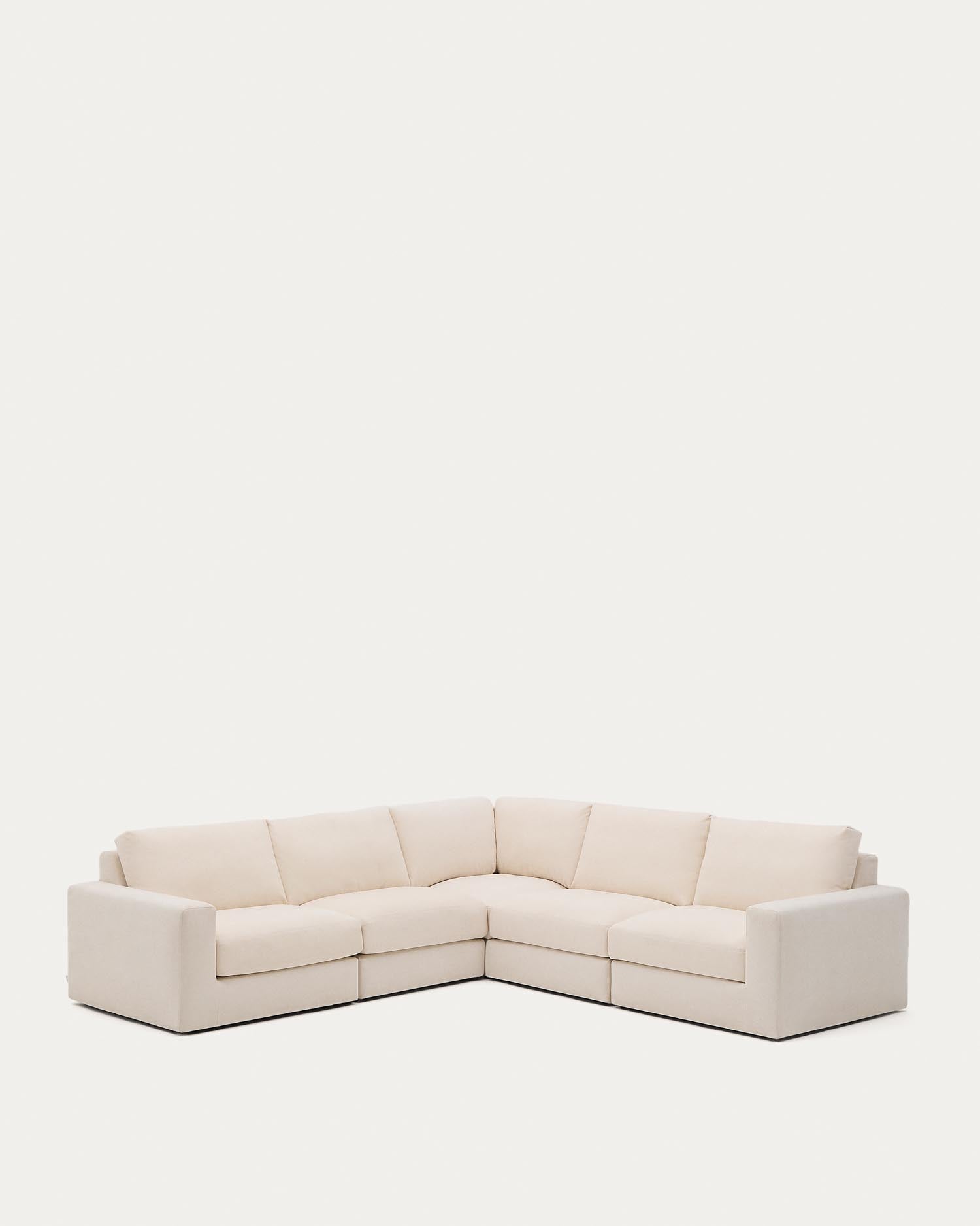 Modulares 5-Sitzer-Ecksofa Alea mit Bezug aus Chenille in Ecru, 310 x 310 cm in Ecru präsentiert im Onlineshop von KAQTU Design AG. Ecksofa ist von Kave Home