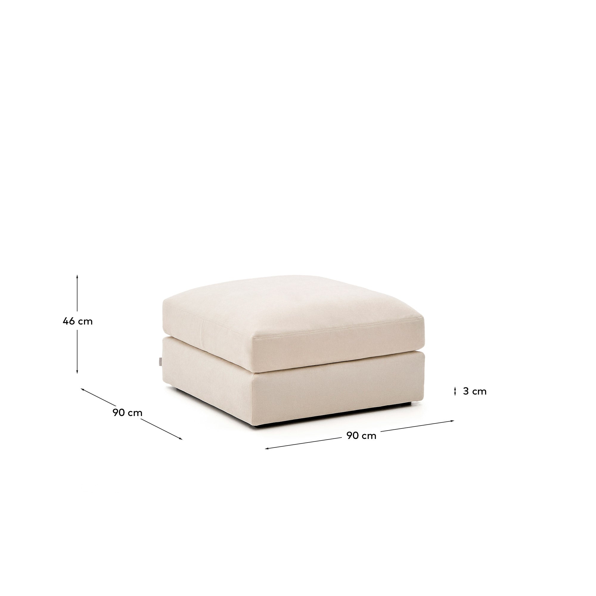Fussablage Alea mit abnehmbarem Bezug aus Chenille in Beige, 90 x 90 cm in Beige präsentiert im Onlineshop von KAQTU Design AG. Pouf ist von Kave Home