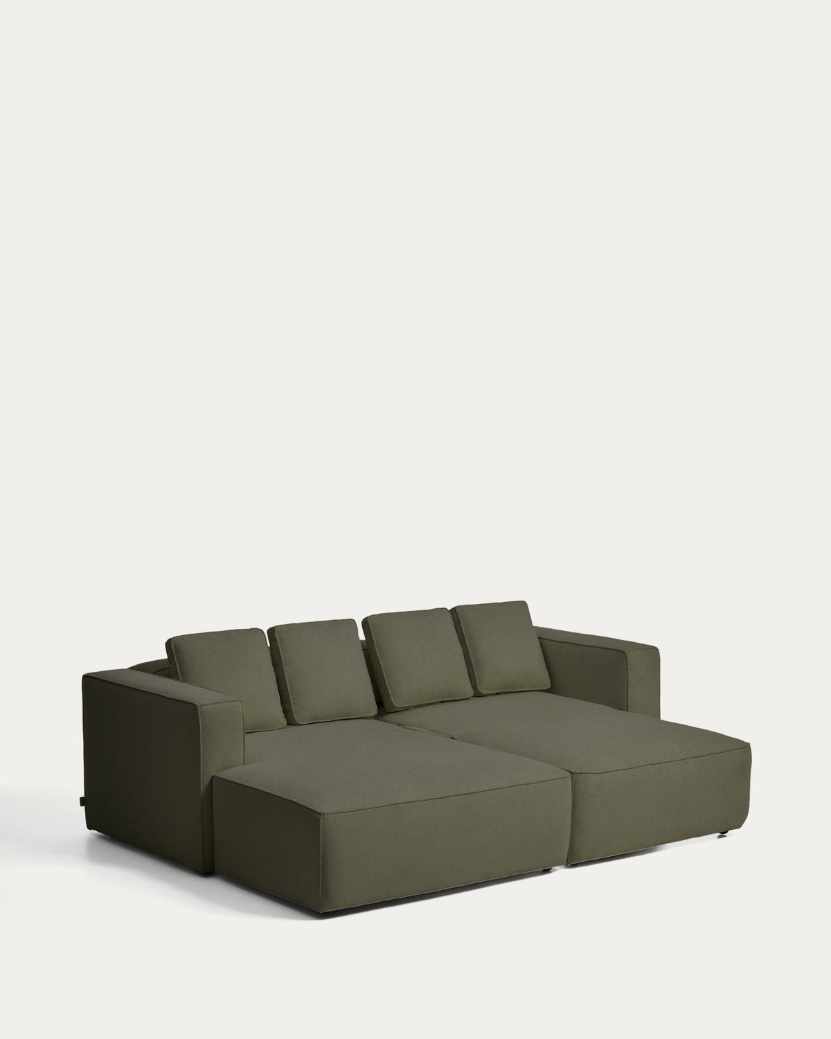 Dunkelgrünes Bettsofa Marela mit Chaiselongue links, Gewebebezug und schwarzen Beinen