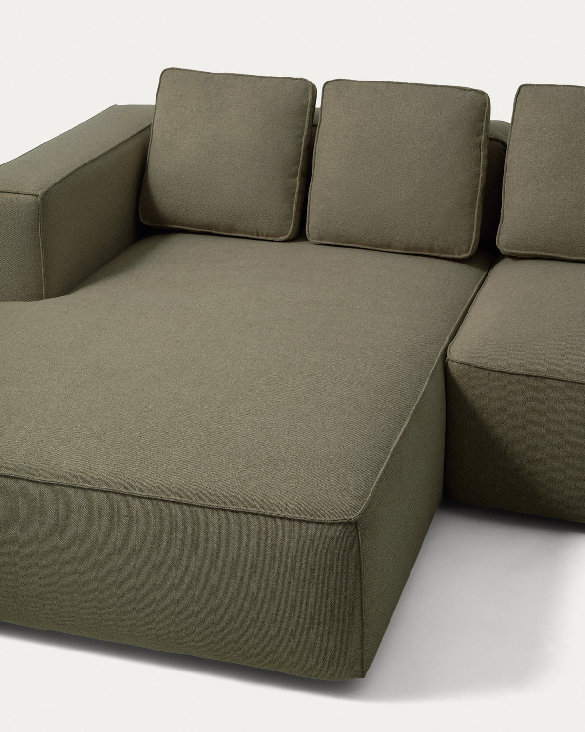 Dunkelgrünes Bettsofa Marela mit Chaiselongue links, Gewebebezug und schwarzen Beinen