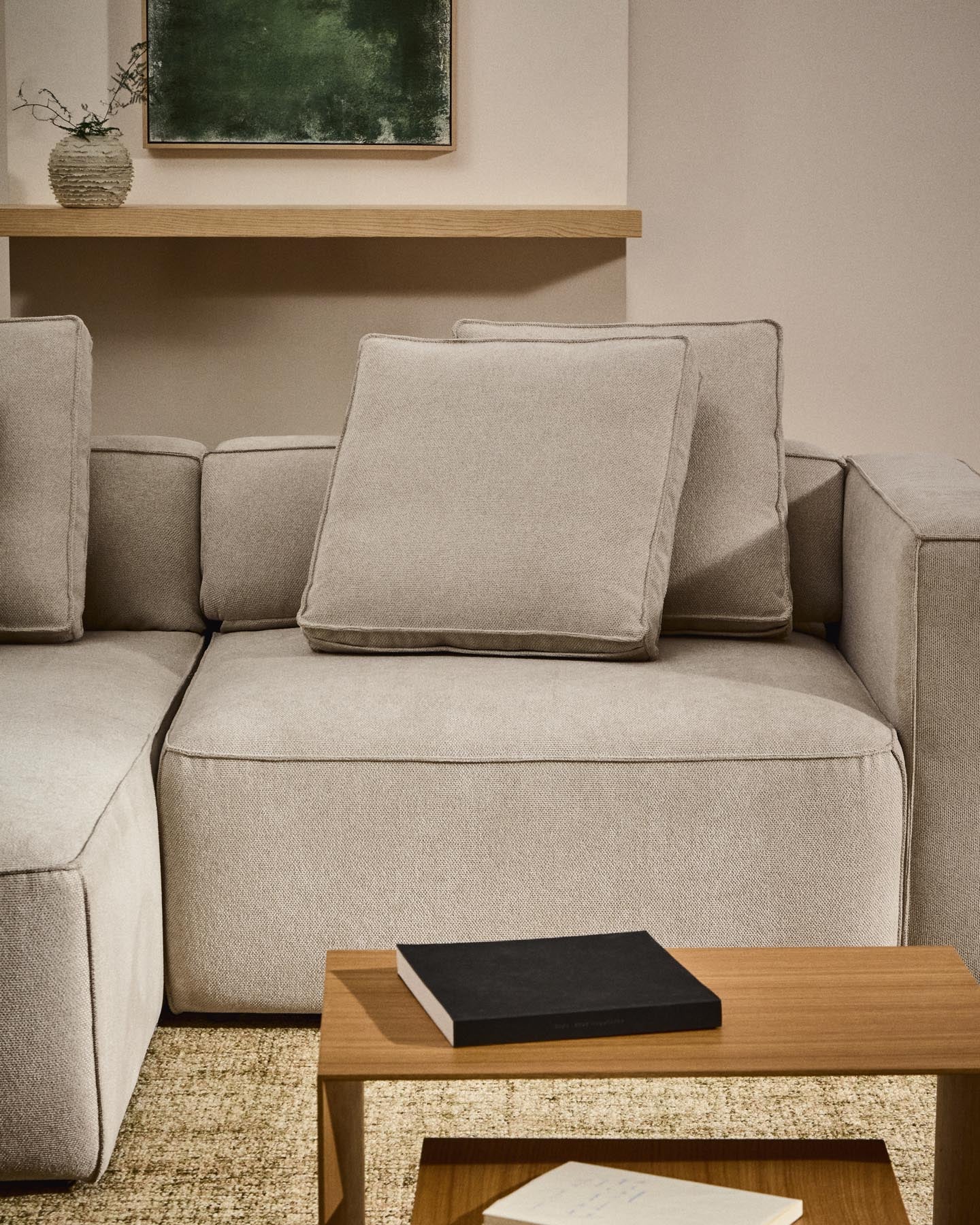3-Sitzer Bettsofa Marela mit Chaiselongue links in beiger Chenille, 236 cm, FSC Mix Credit in Beige präsentiert im Onlineshop von KAQTU Design AG. Bettsofa ist von Kave Home
