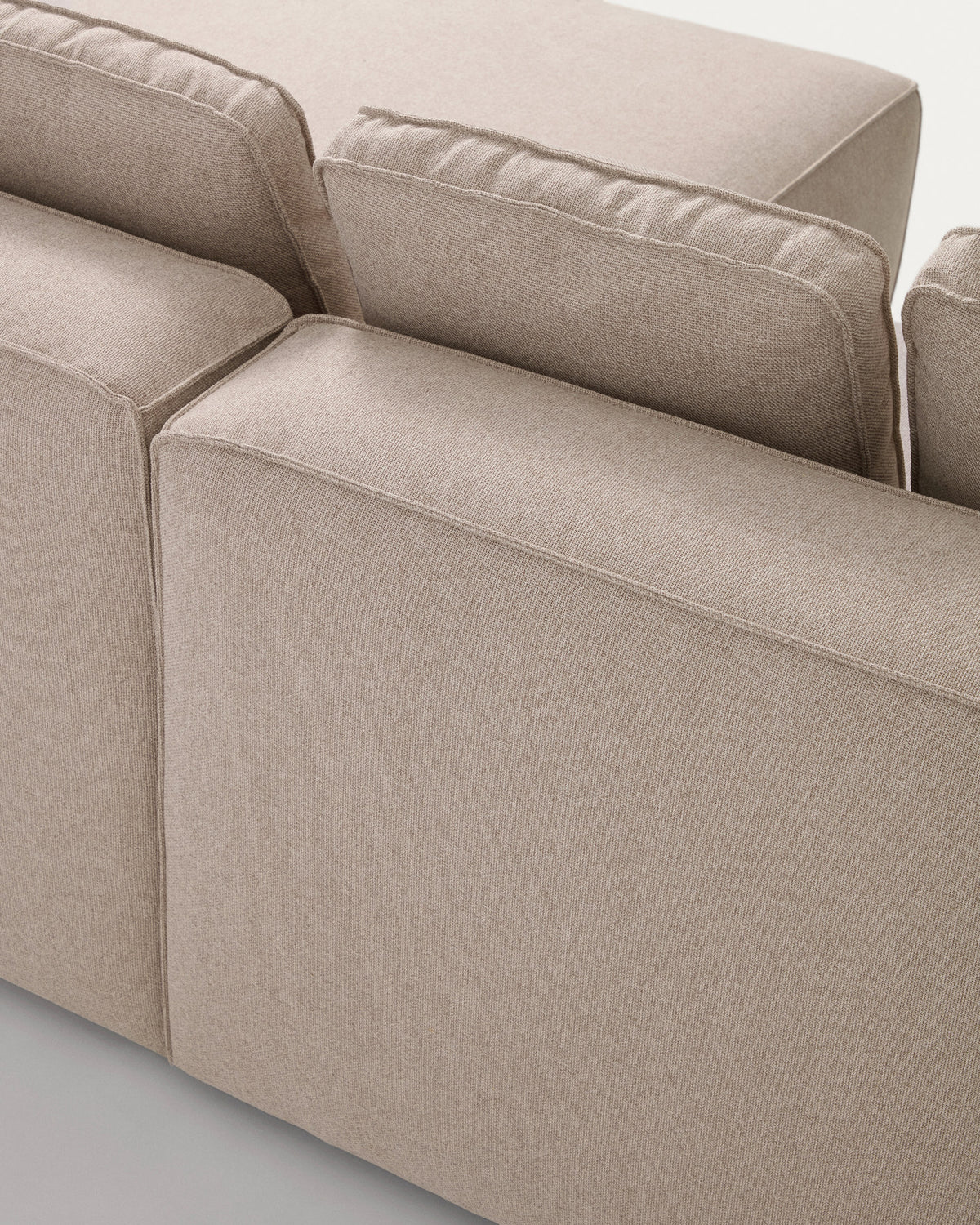Beiges 4-Sitzer-Bettsofa Marela mit Chaiselongue rechts, Gewebebezug und schwarzen Beinen