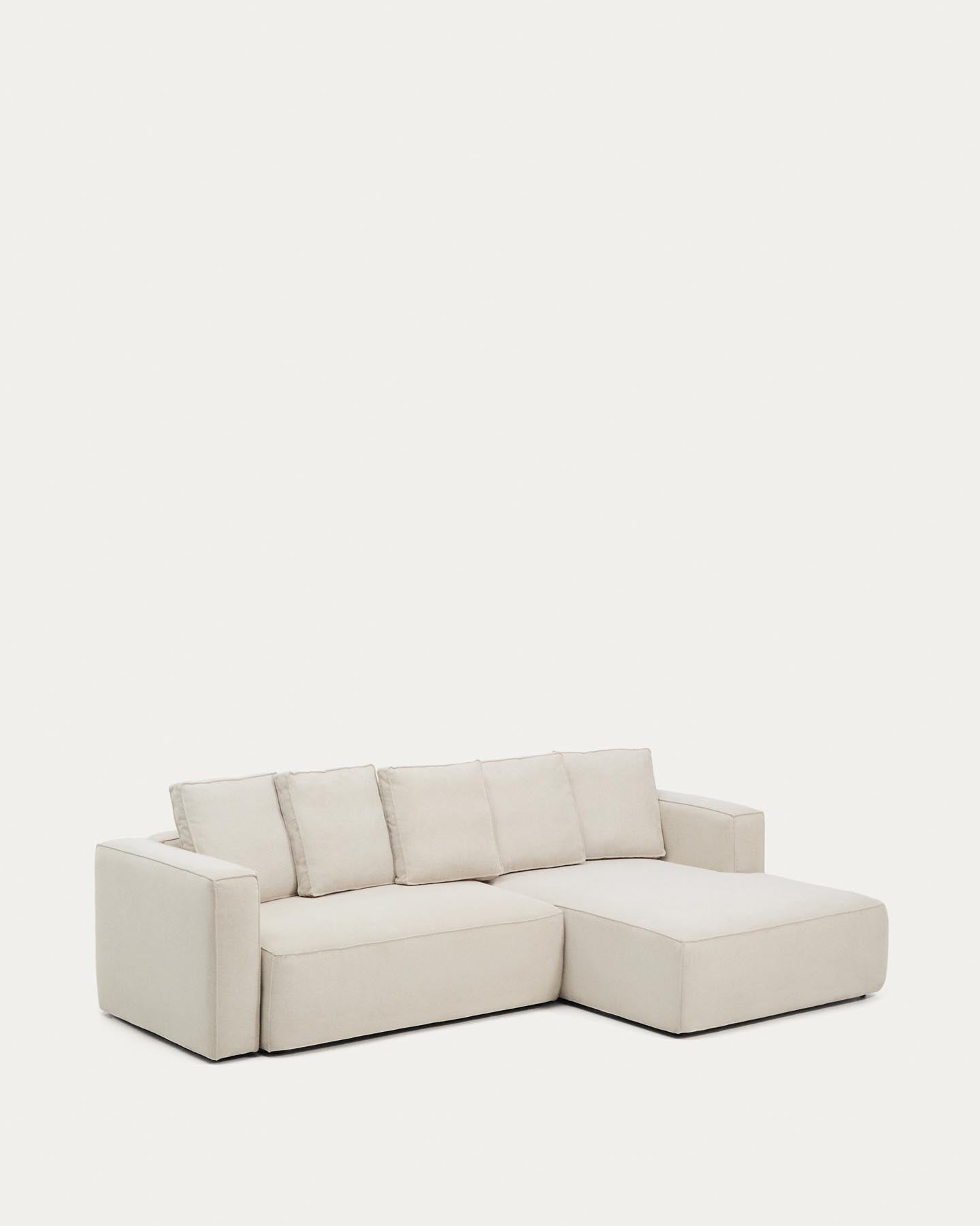 3-Sitzer Bettsofa Marela mit Chaiselongue rechts in beiger Chenille, 276 cm, FSC Mix Credit in Beige präsentiert im Onlineshop von KAQTU Design AG. Bettsofa ist von Kave Home