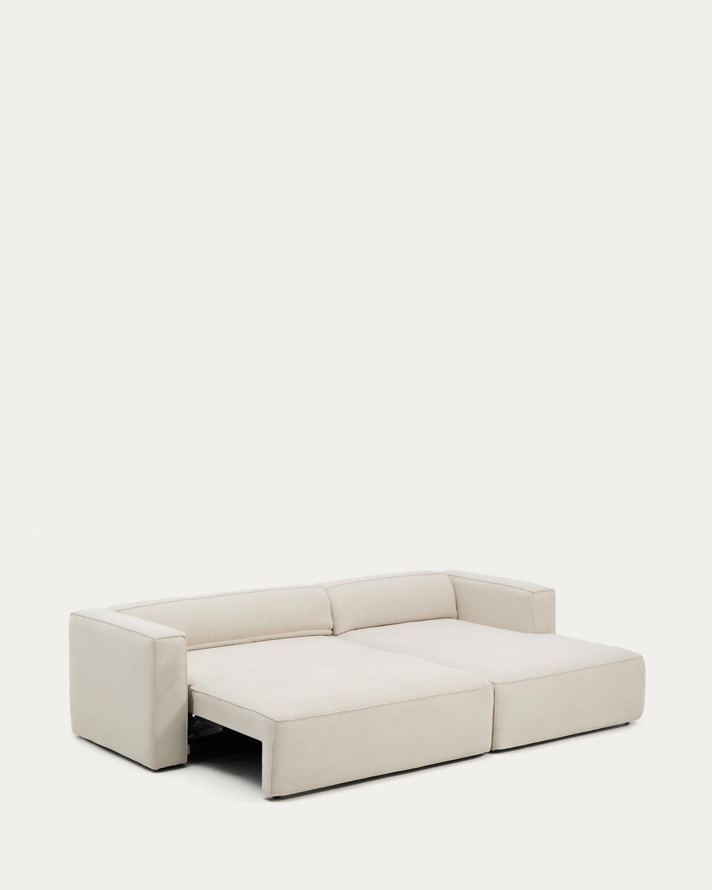 3-Sitzer Bettsofa Marela mit Chaiselongue rechts in beiger Chenille, 276 cm, FSC Mix Credit in Beige präsentiert im Onlineshop von KAQTU Design AG. Bettsofa ist von Kave Home