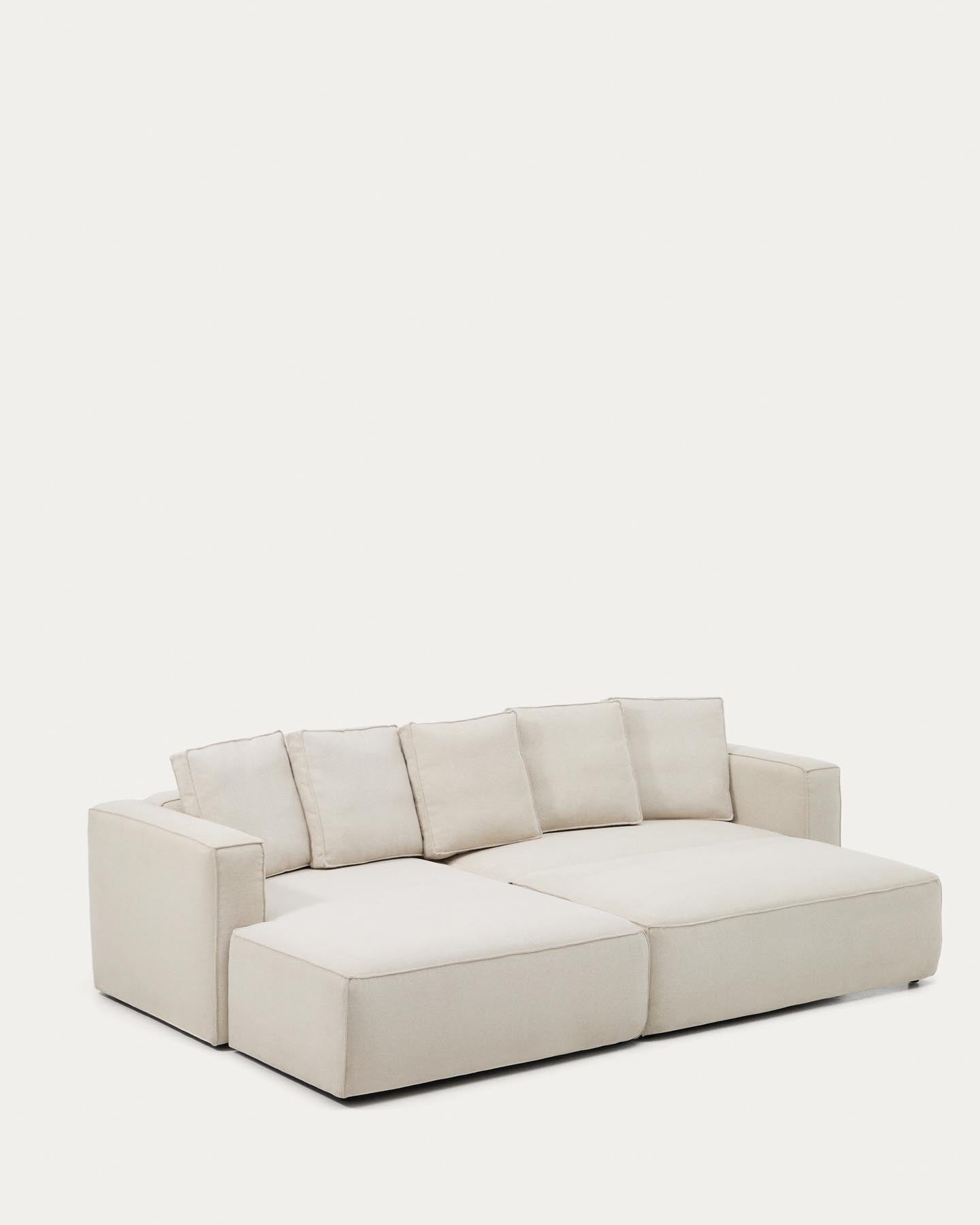 3-Sitzer Bettsofa Marela mit Chaiselongue links in beiger Chenille, 276 cm, FSC Mix Credit in Beige präsentiert im Onlineshop von KAQTU Design AG. Bettsofa ist von Kave Home
