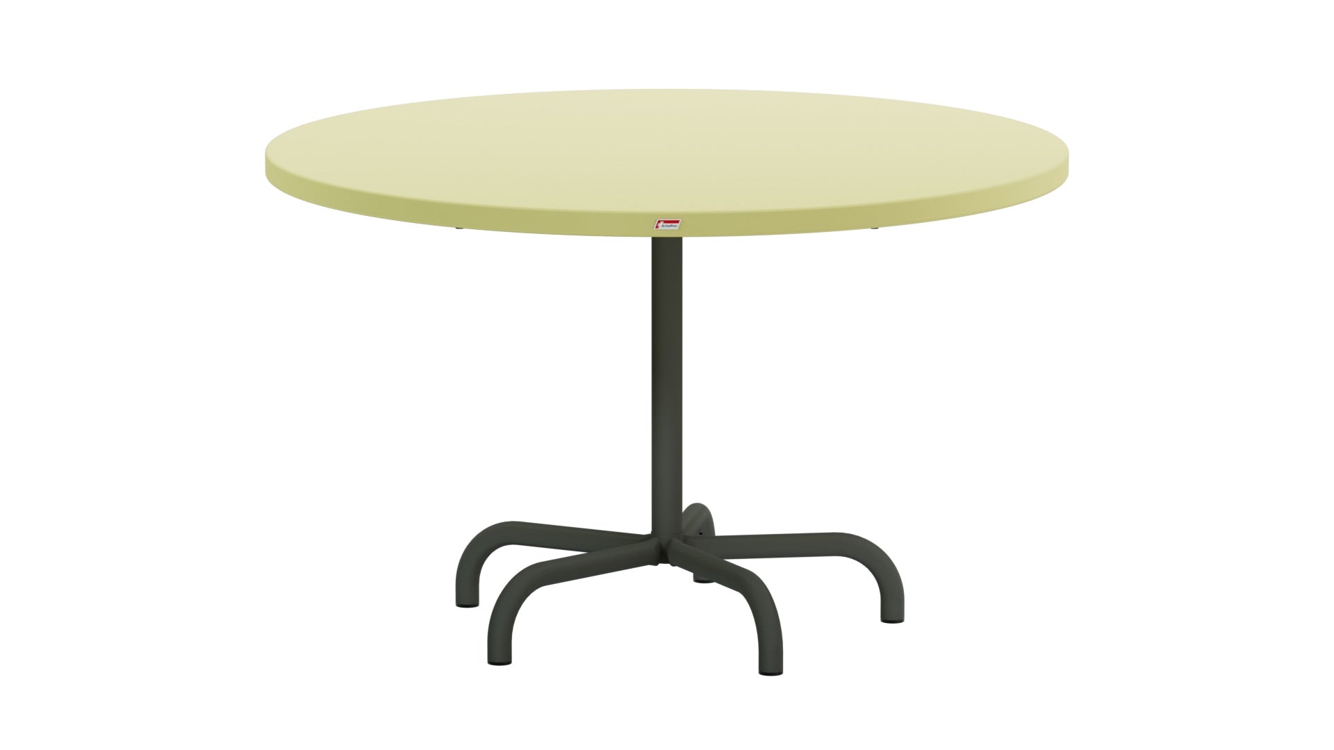 Säntis Metall-Gartentisch ø117 klappbar in Buchsbaumgelb präsentiert im Onlineshop von KAQTU Design AG. Gartentisch ist von Schaffner