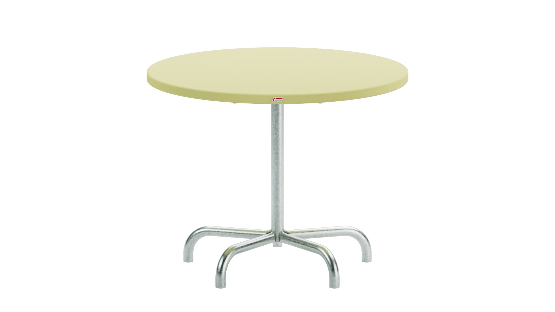 Säntis Metall-Gartentisch ø92 klappbar in Buchsbaumgelb präsentiert im Onlineshop von KAQTU Design AG. Gartentisch ist von Schaffner