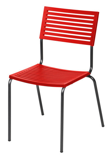 Bodensee Lamello-Gartenstuhl ohne Armlehne in Rot präsentiert im Onlineshop von KAQTU Design AG. Gartenstuhl ist von Schaffner