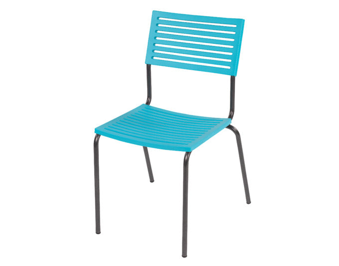 Bodensee Lamello-Gartenstuhl ohne Armlehne in Türkis präsentiert im Onlineshop von KAQTU Design AG. Gartenstuhl ist von Schaffner
