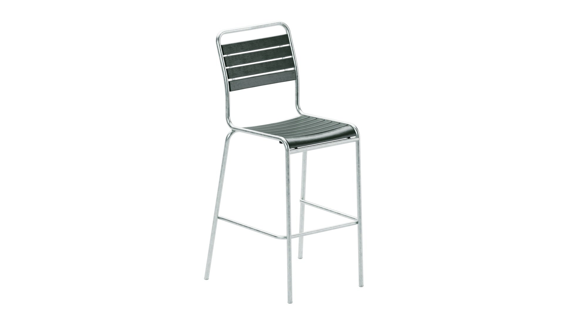 Rigi Holzlatten-Barstuhl ohne Armlehne in Tannengrün präsentiert im Onlineshop von KAQTU Design AG. Outdoor-Barstuhl ist von Schaffner
