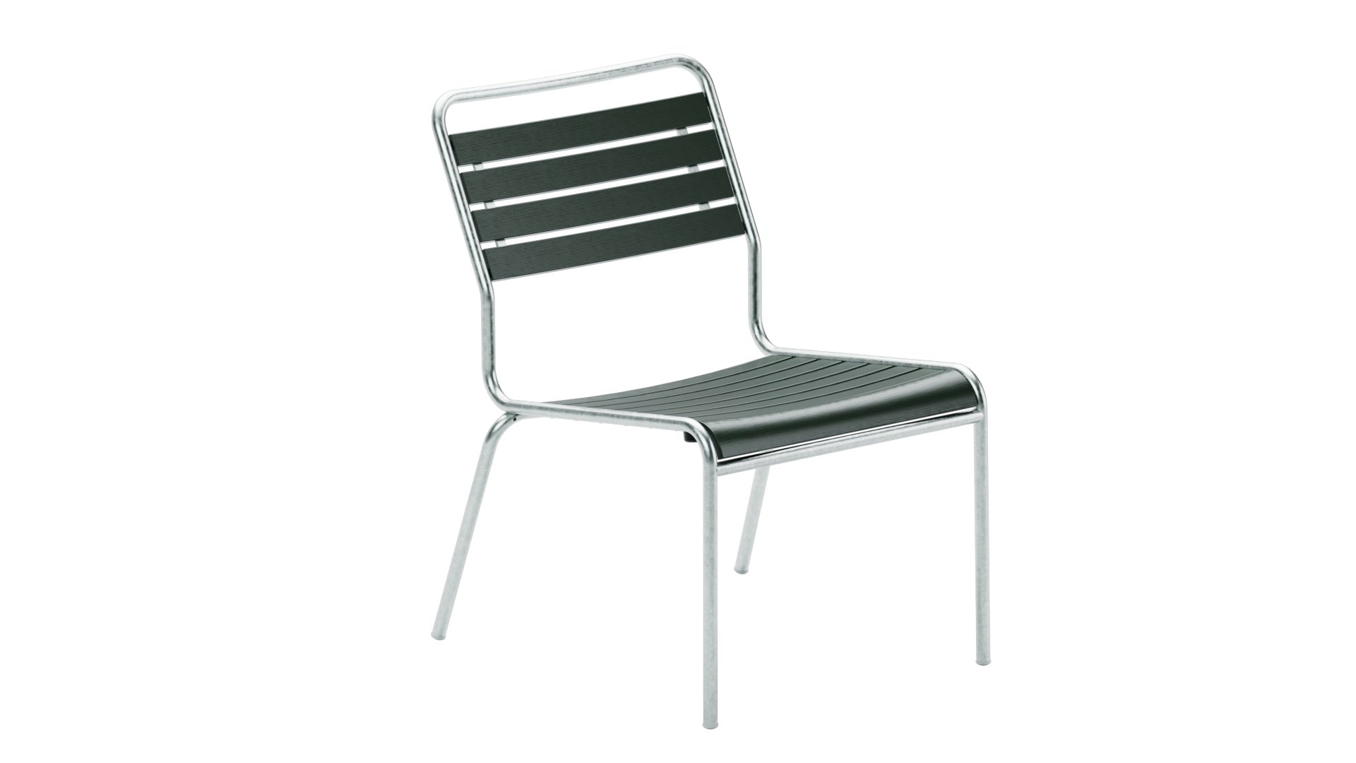 Rigi Holzlatten-Salonsessel ohne Armlehne in Tannengrün / Feuerverzinkt präsentiert im Onlineshop von KAQTU Design AG. Outdoor-Sessel ist von Schaffner