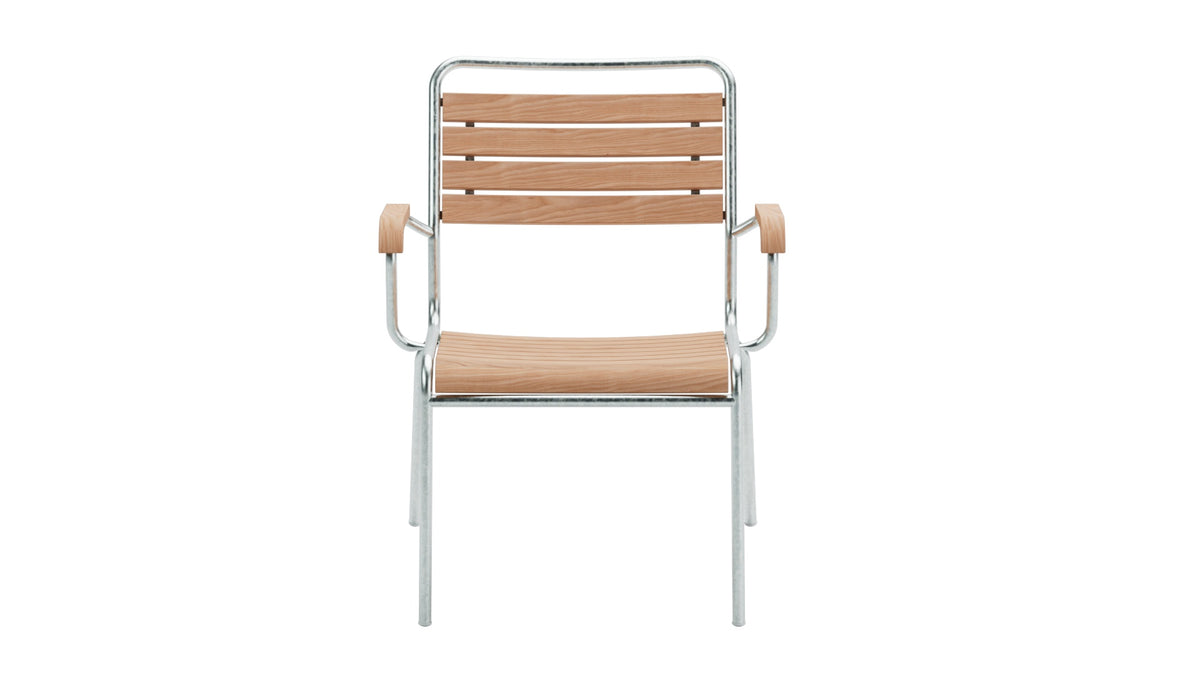 Rigi Holzlatten-Salonsessel mit Armlehne in Natur geölt präsentiert im Onlineshop von KAQTU Design AG. Outdoor-Sessel mit Armlehnen ist von Schaffner