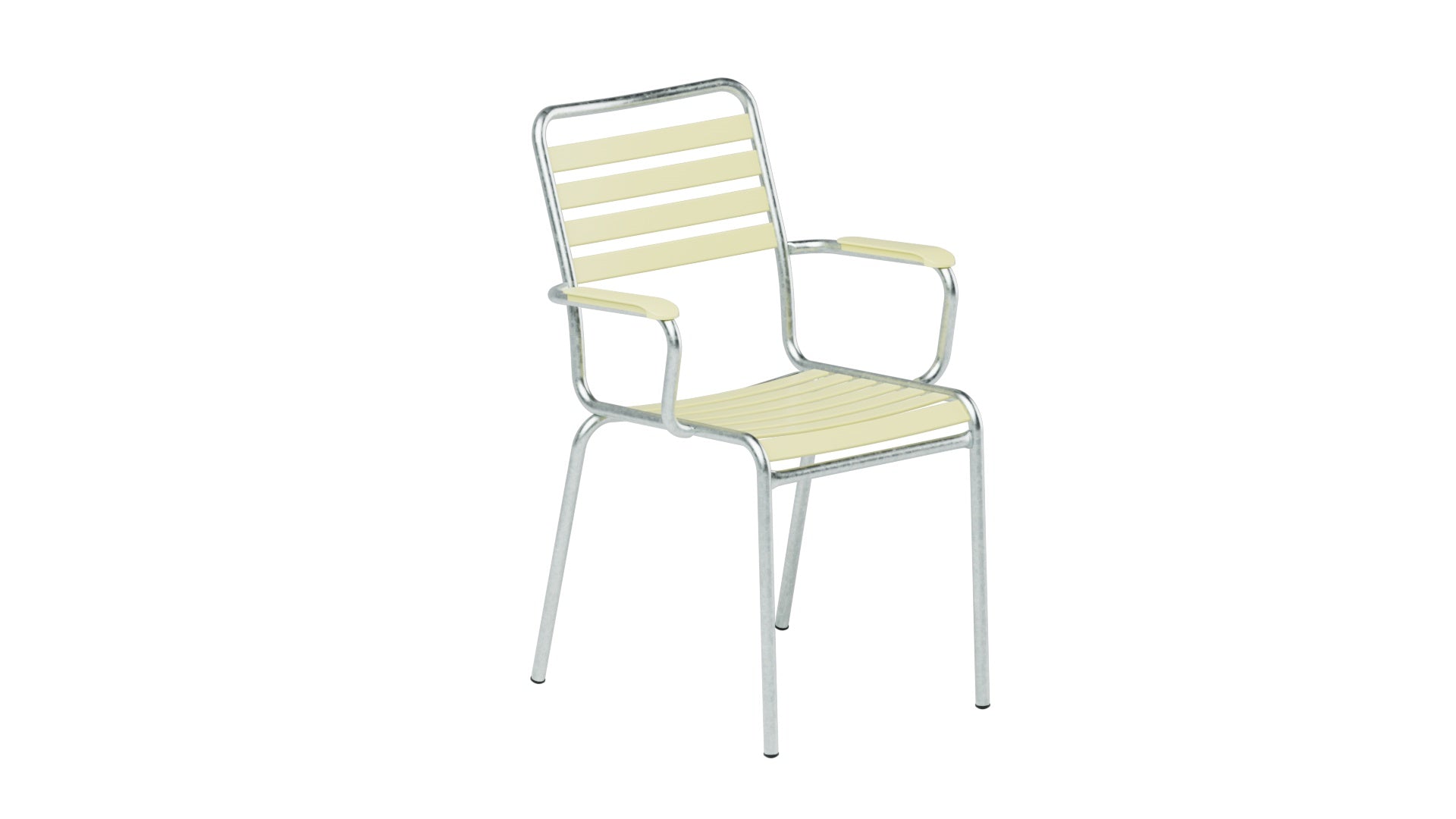 Rigi Lättli-Gartenstuhl mit Armlehne in Buchsbaumgelb präsentiert im Onlineshop von KAQTU Design AG. Gartenstuhl mit Armlehnen ist von Schaffner